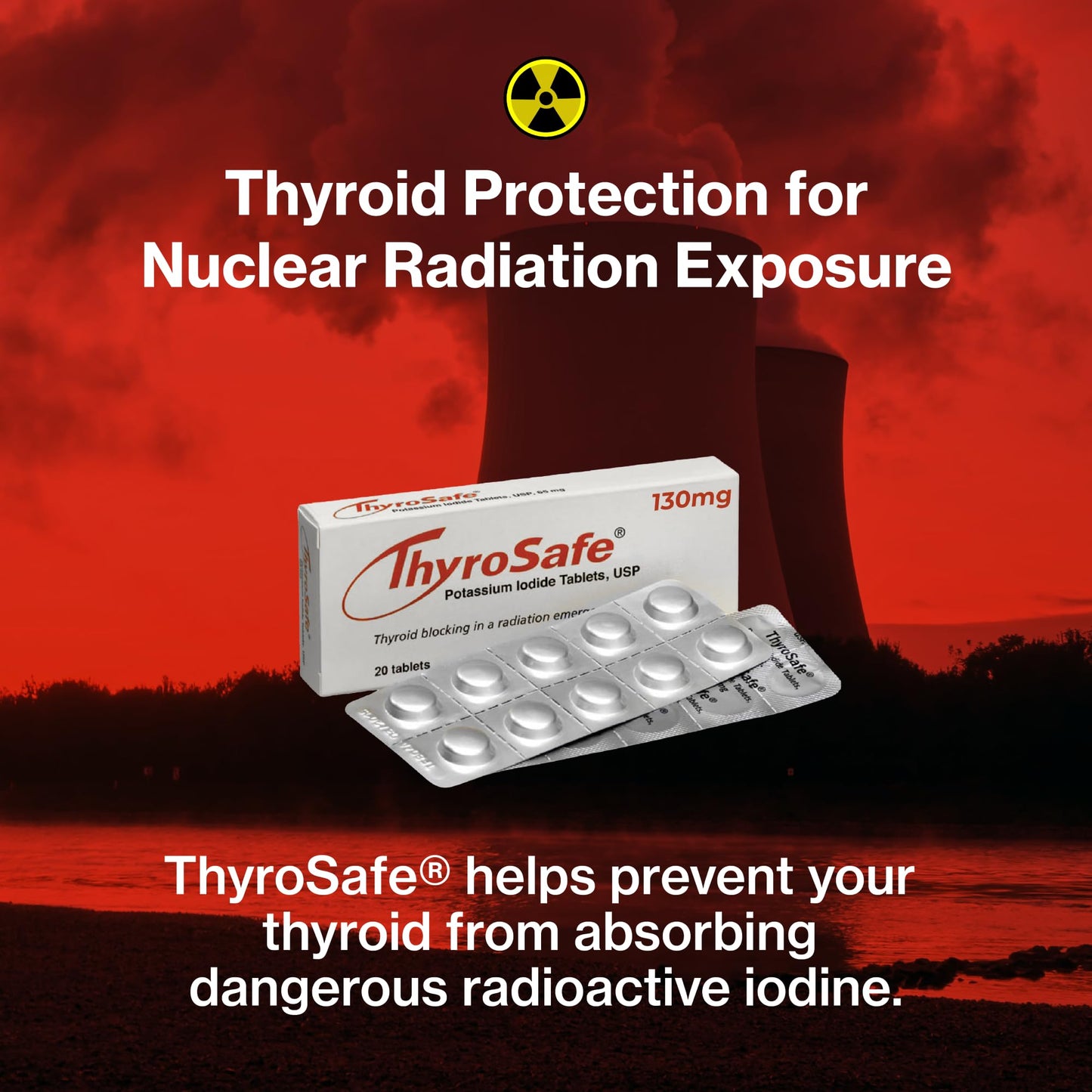 ThyroSafe Potassium Iodide 130mg Tablets (KI Pills) - Iodine for Radiation Emergency Protection | Nuclear Fallout Survival Gear and Emergency Supplies for Prepper Kits | 40 Count