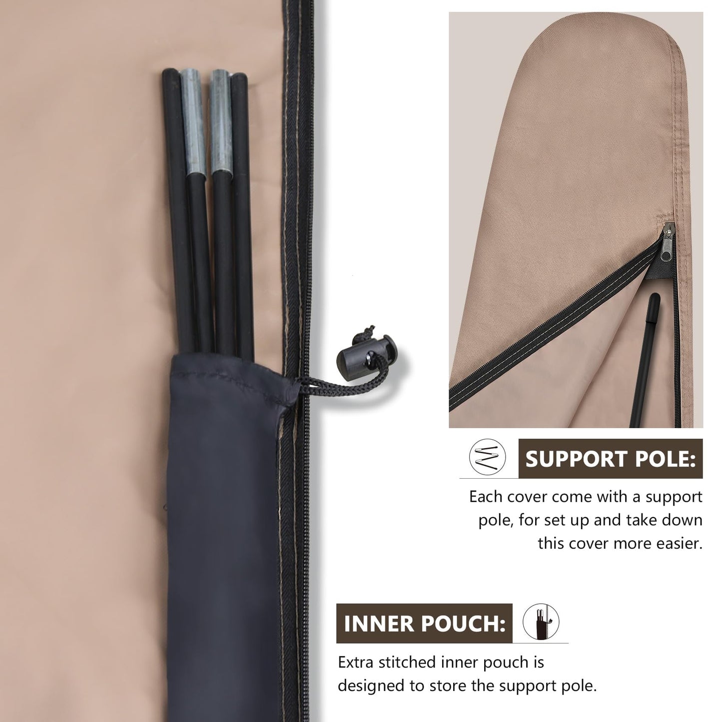 ULTCOVER Patio Parasol 600D Waterproof Outdoor Offset Banana Style Umbrella Cover - Fits Cantilever Offset Umbrella 7.5-11.5 Feet