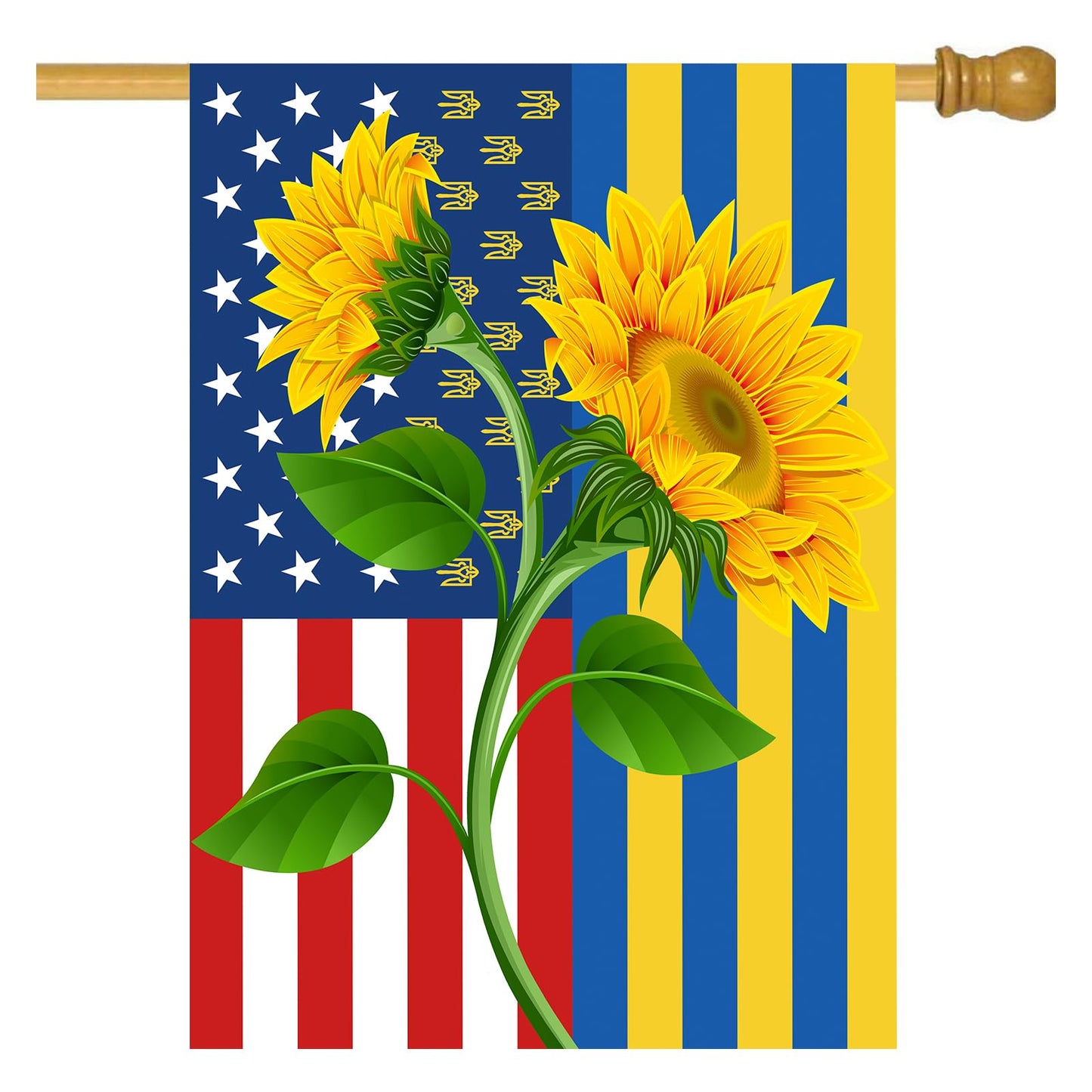 I Love Ukraine Garden Flag 28x40 Inch Outdoor Fade Proof Inside Sunflower Breeze Flag Garden House Home Decor Holiday Yard Sign
