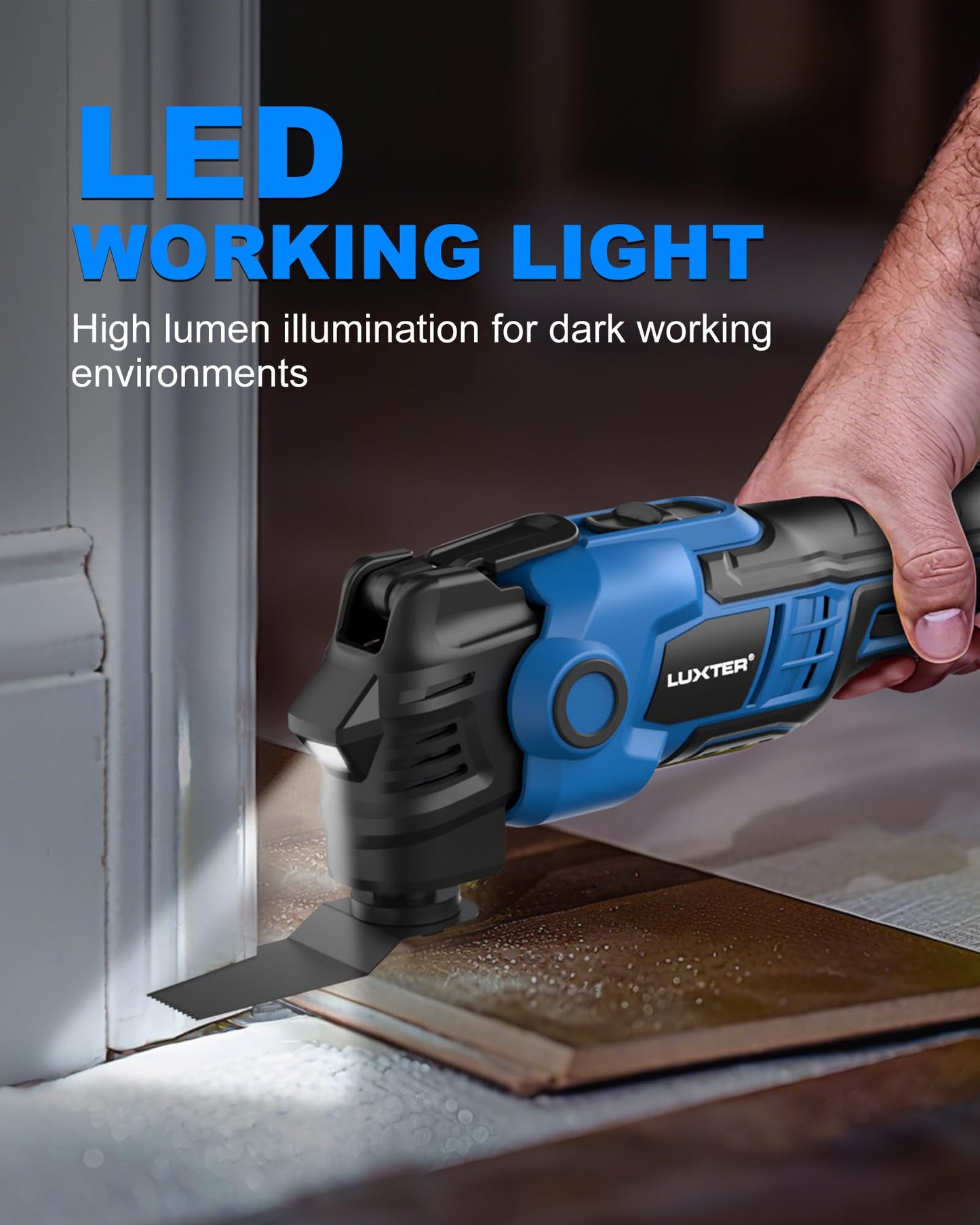LUXTER 20V Cordless Brushless Oscillating Tool Kit, 5000-19000 RPM Variable Speed Multi-Tool with 3.5° Angle, 2x 2.0Ah Batteries & Quick-Change, for Wood/Metal Cutting, Grout Removal & Sanding