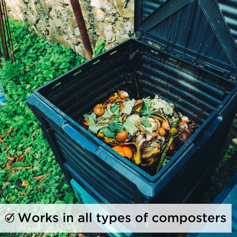 Dr. Connie’s Compost Plus – 100X Concentrated Starter & Accelerator | Natural Microbe Activator for Bins, Tumblers & Piles | Odor Control Garden Waste Additive (Indoor & Outdoor)