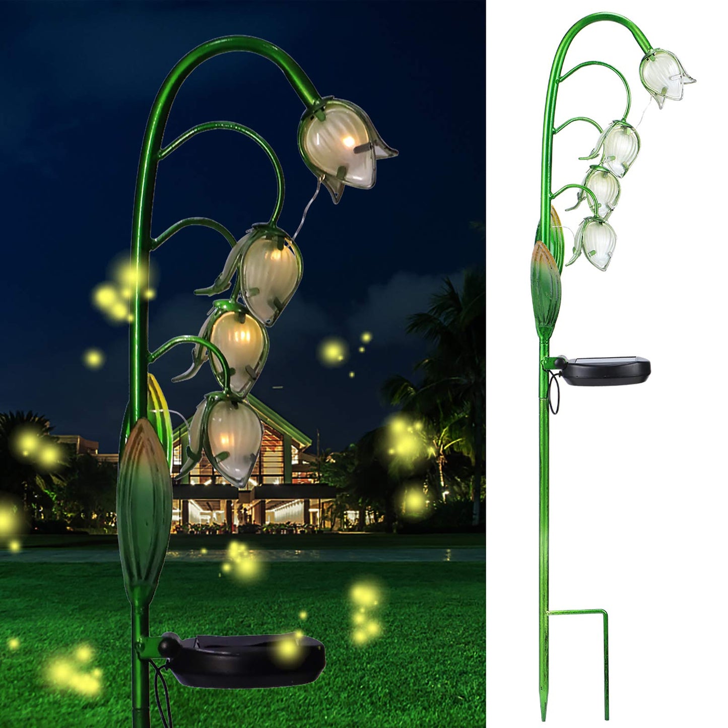 VCUTEKA Solar Garden Decor Stake Outdoor Light Glass Flower Stake for Yard Lawn Decor Backyard Decorations