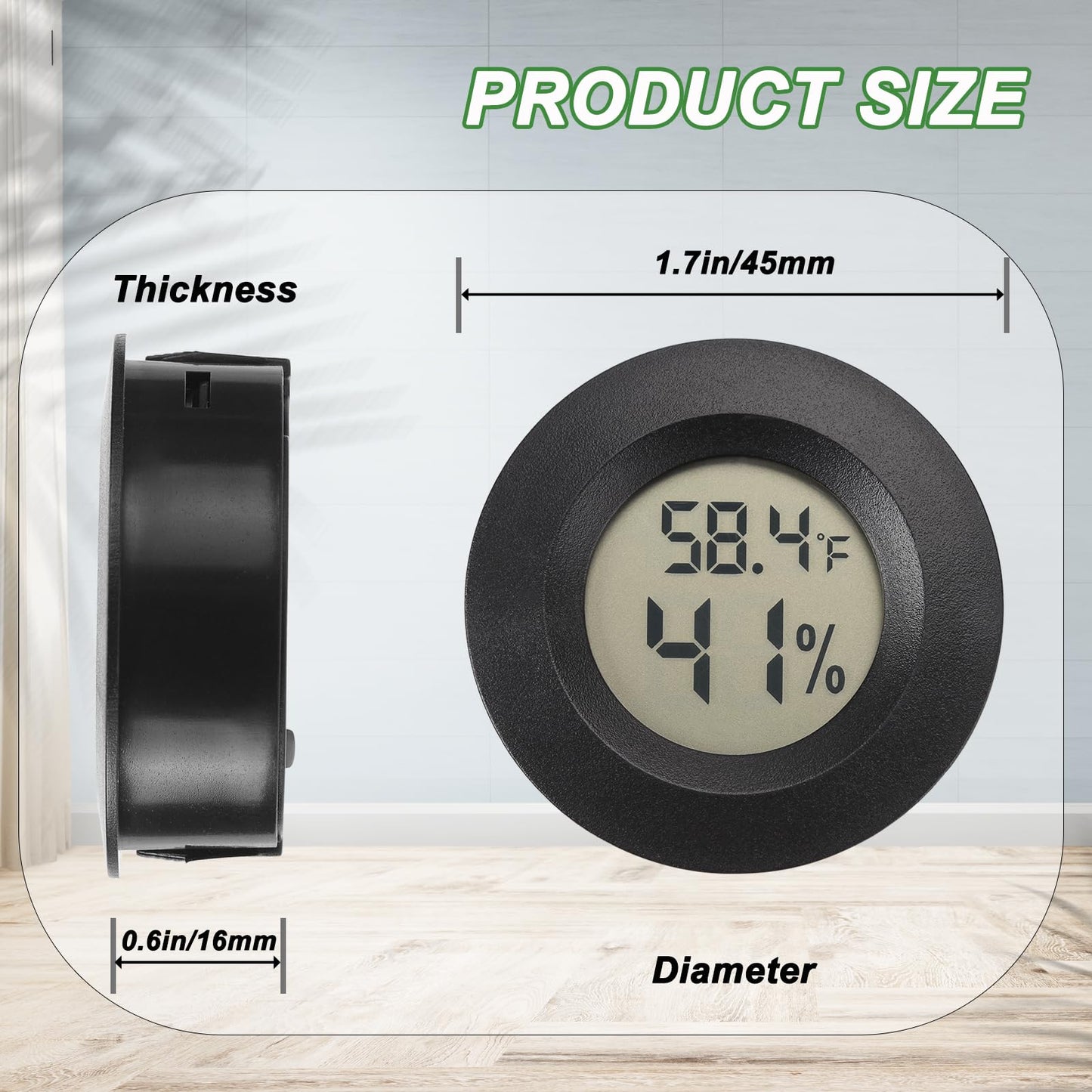 Mini Hygrometer Thermometer Digital Humidity Meter Indoor/Outdoor Humidity Monitor Reptile Thermometer for Greenhouse Garden Cellar Fahrenheit(℉)/ Celsius(℃) 2 Pack
