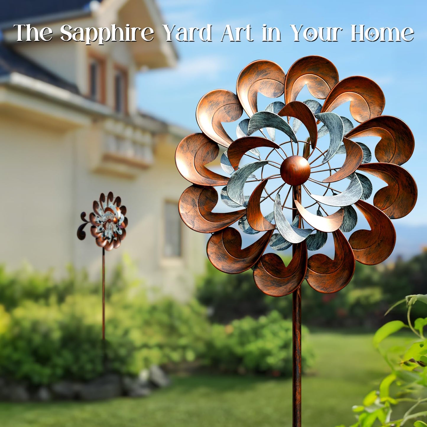 Pure Echo Metal Wind Spinner Outdoor, Wind Spinners for Yard and Garden, 84 inch Wind Sculptures & Spinners, Windmill for Yard Art