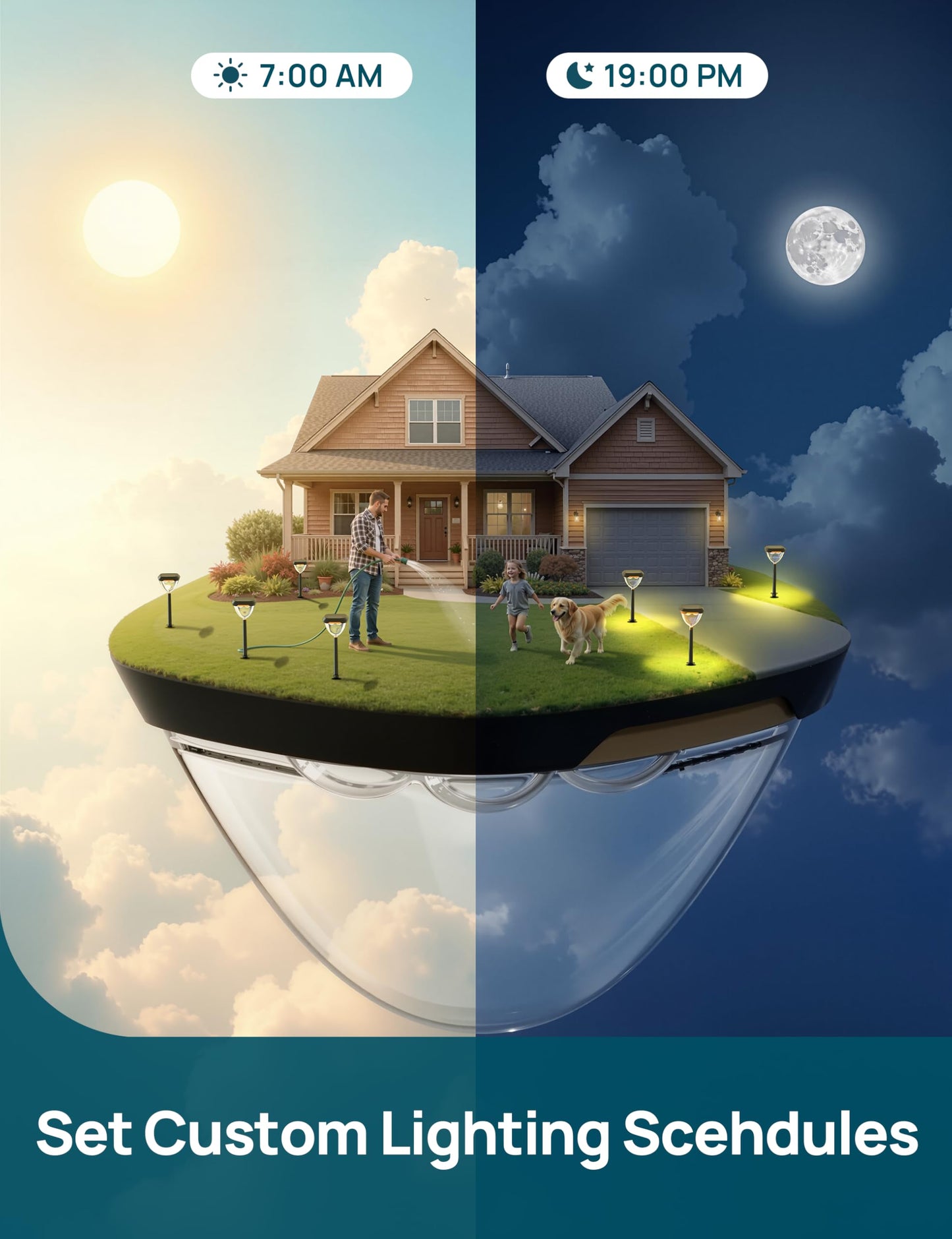 Linkind Smart Solar Pathway Lights SP6, App/Voice Control Solar Lights Outdoor Waterproof, 43+ Preset Scenes, Cool/Warm White/Color-Changing Outdoor Garden Lights for Yard, Patio, 4 Pack