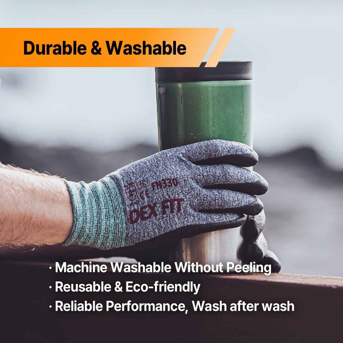 DEX FIT Nitrile Coated Work Gloves FN330-3D-Comfort Stretchy Fit, Firm Grip, Thin & Lightweight, Touchscreen Fingers, Protective & Durable, Breathable, Machine Washable; Black XS (6) 3 Pairs