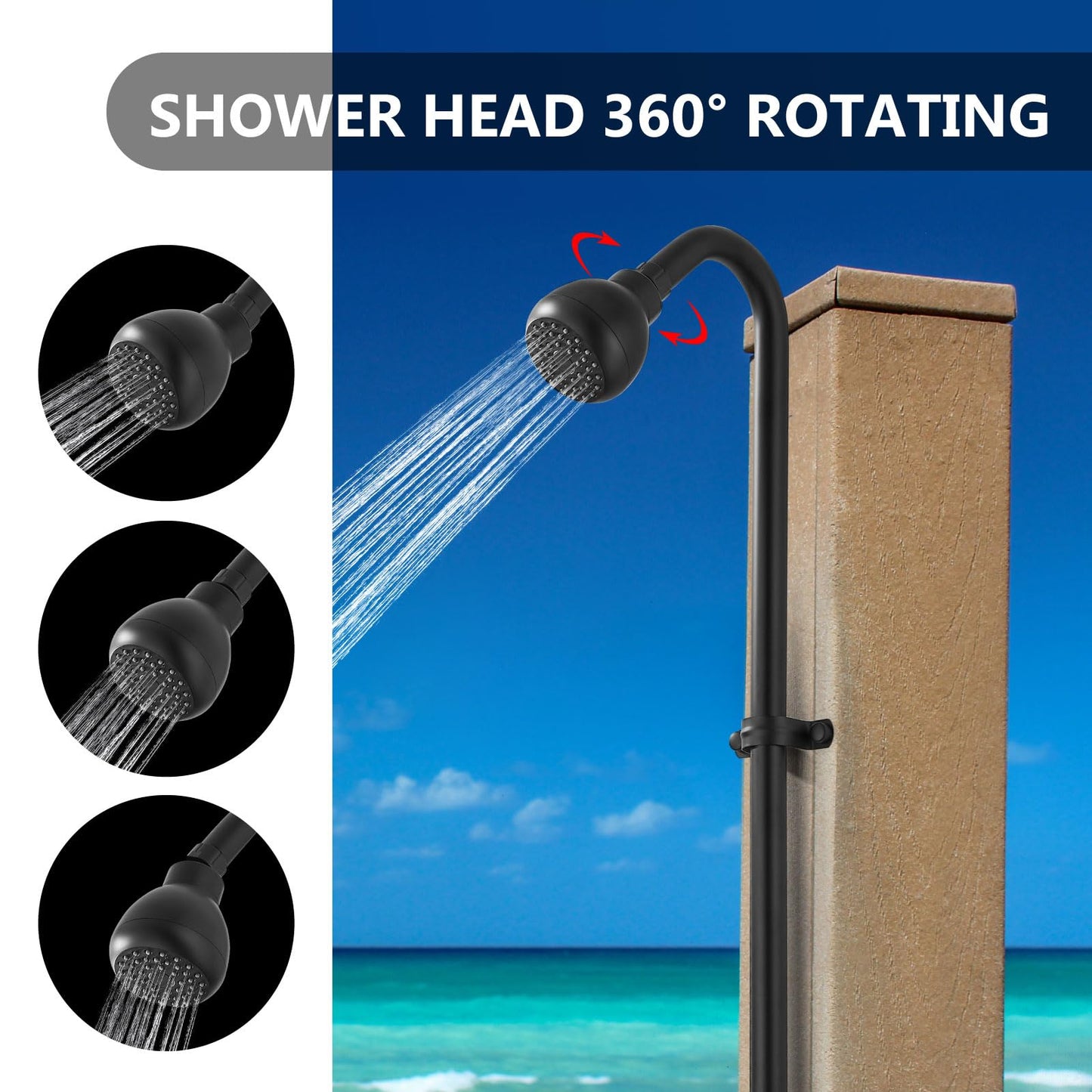 GBBNE Outdoor Shower Kit Fixtures Faucet,Outside Shower with Single Handle for Backyard,Valve Included,Matte Black
