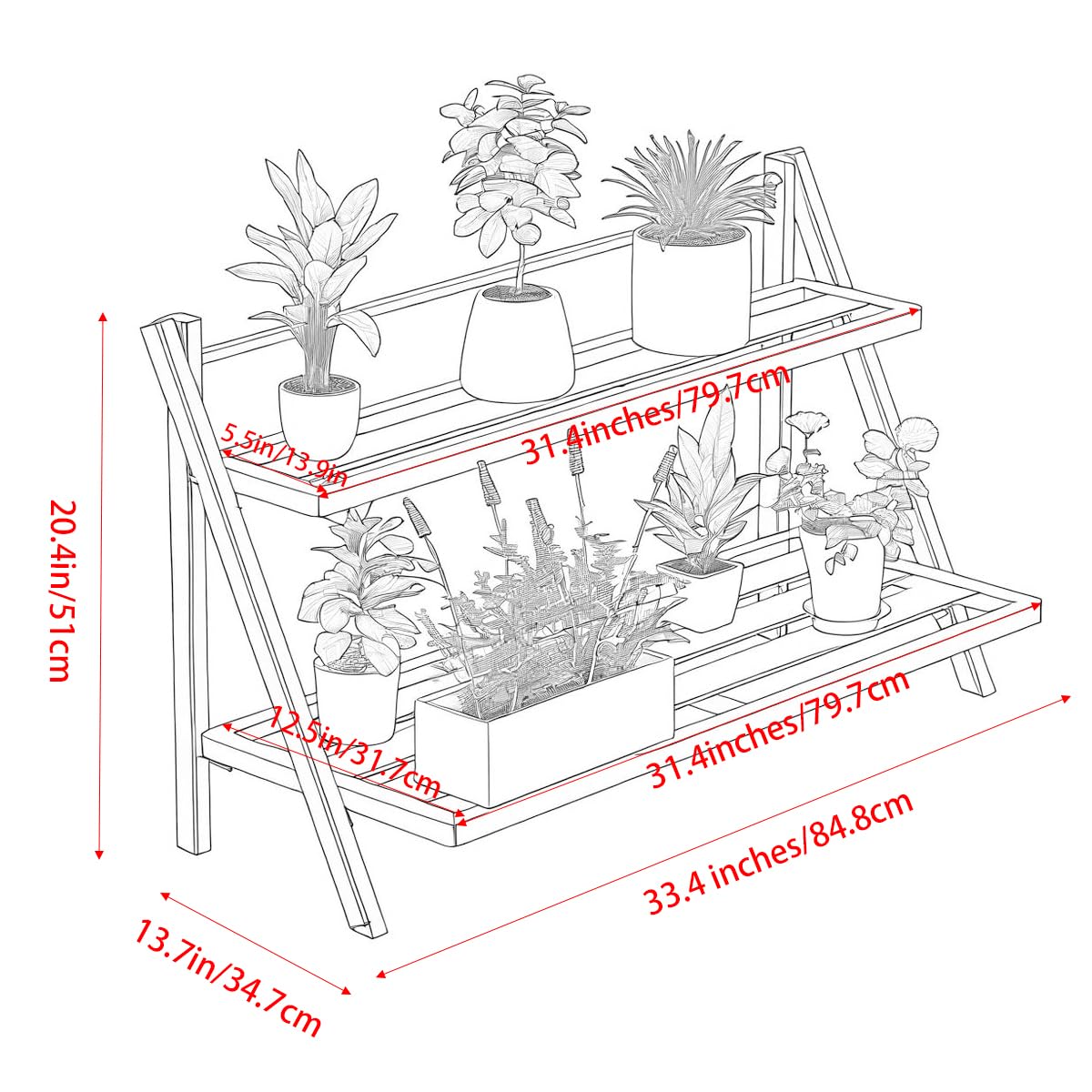 DHYGOTFUR Deluxe 2-Tier Aluminum Plant Stand Indoor/Outdoor, Weather-Resistant Flower Pot Rack, Stylish & Lightweight Plant Stands for Garden, Balcony & Living Room