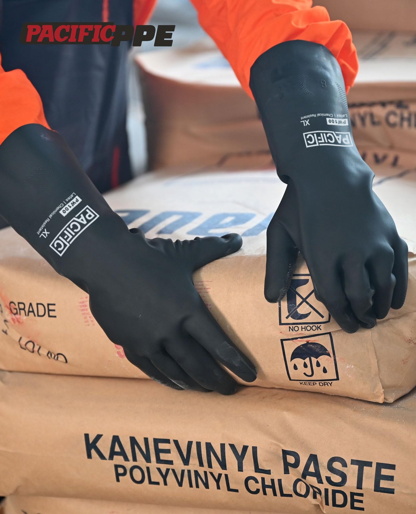PACIFIC PPE 2 Pairs Chemical Resistant Gloves, Heavy Duty Industrial Rubber Gloves, Resist Acid, Alkali and Oil, 12.6", X-Large