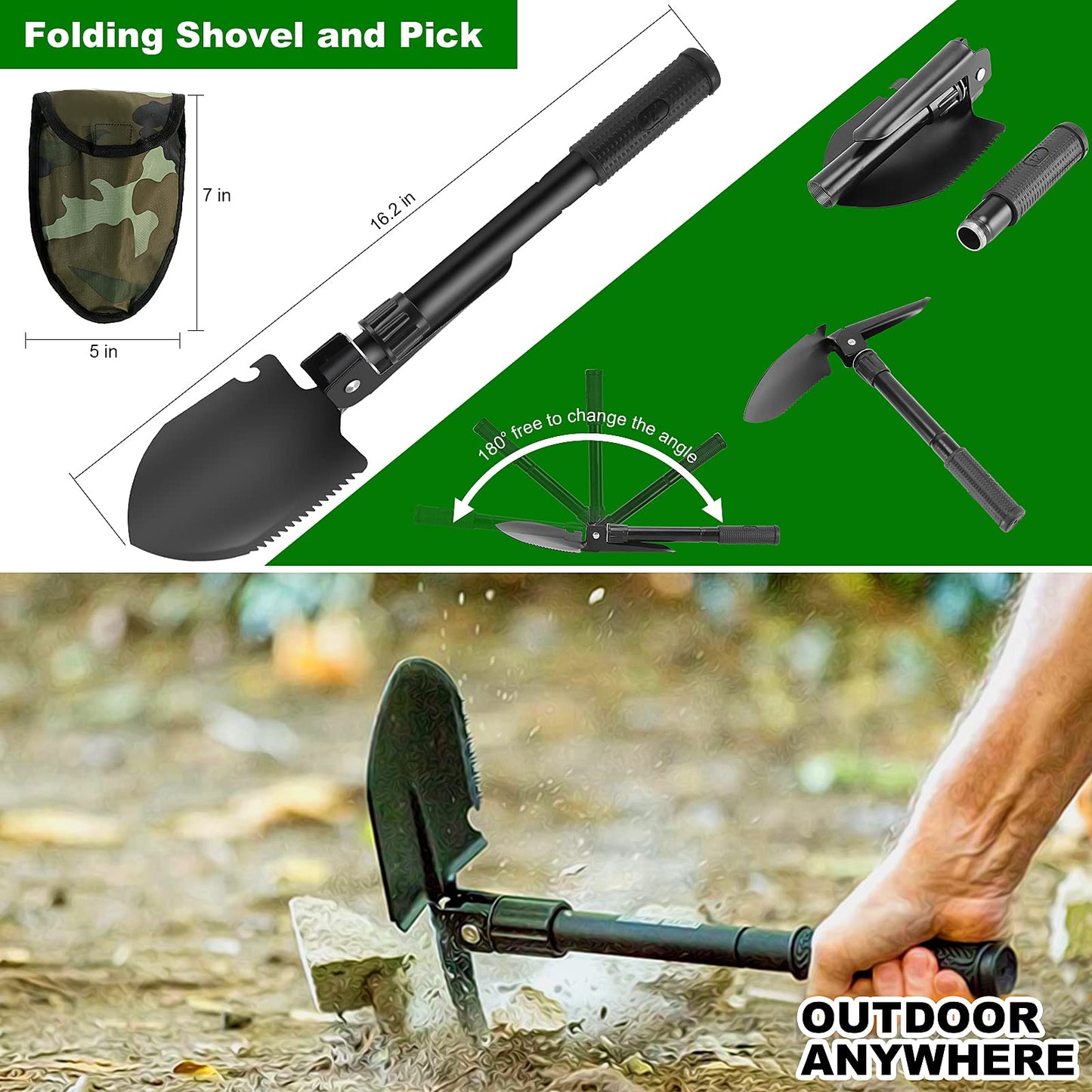 Survival Gear and Equipment with Molle Pouch, for Men Women Camping Outdoor Adventures