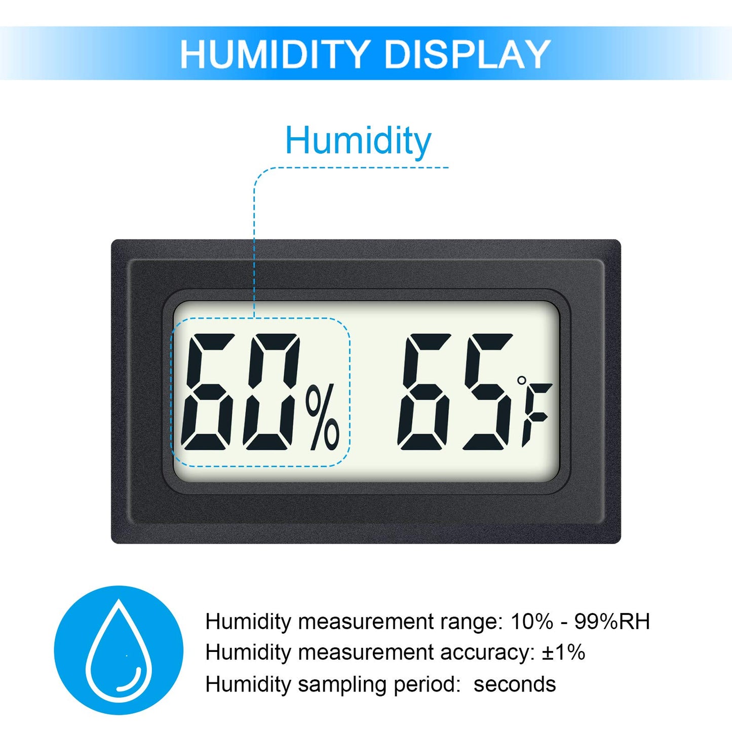 Mini Digital Thermometer 2-Pack Hygrometer Indoor Humidity Monitor Temperature Humidity Gauge Meter with Fahrenheit (℉) for Greenhouse, Garden, Cellar, Closet Etc by DWEPTU
