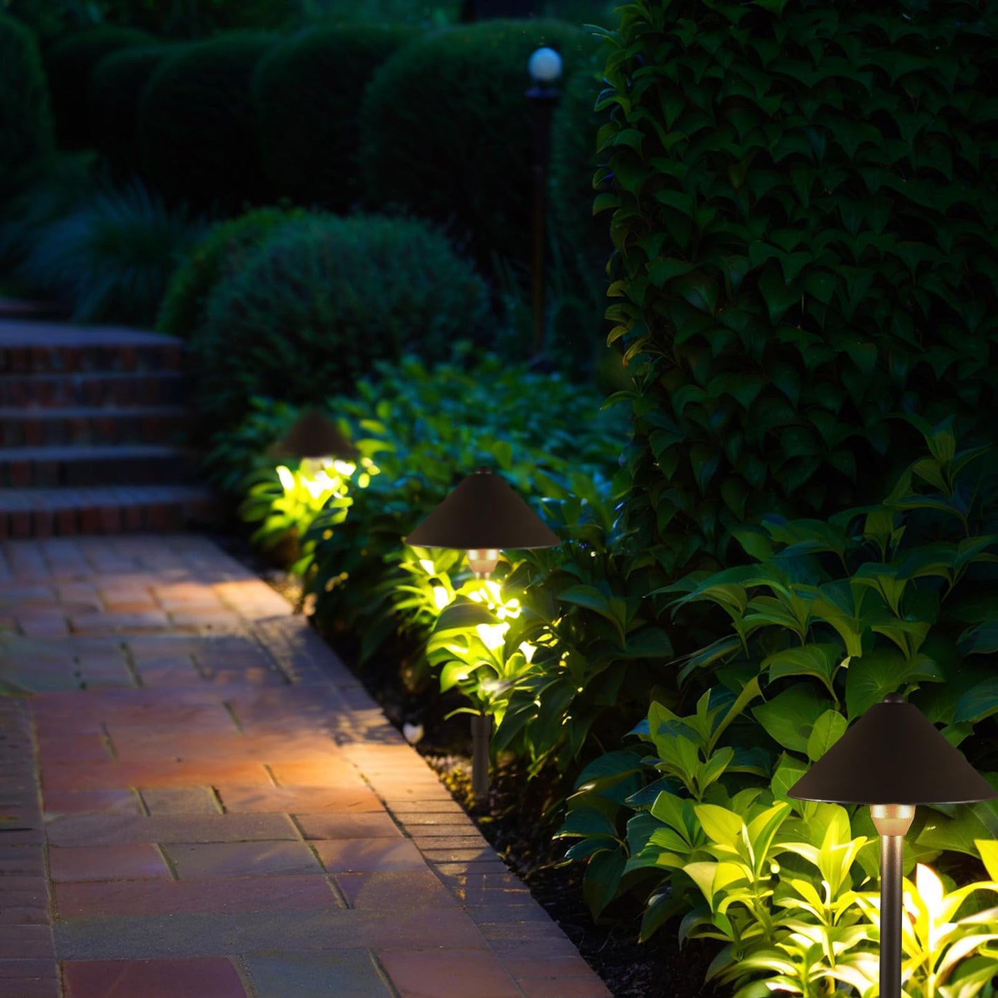 Lumina Lighting® Low Voltage Landscape Lighting Cast-Aluminum Path and Area Light Warm White 3W G4 LED Bulb and ABS Ground Stake Included for Yard Walkway Lawn PAL0105-BZLED4 (Bronze, 4-Pack)