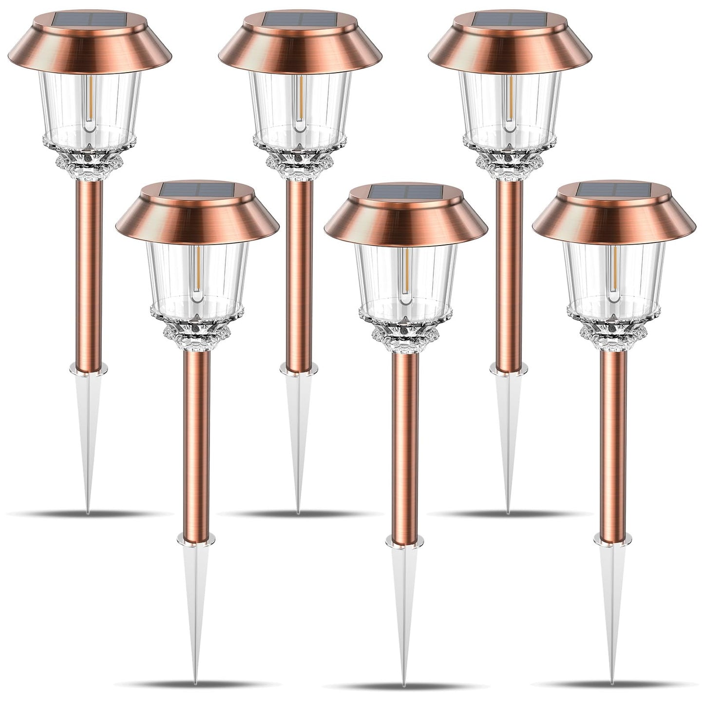 XMCOSY+ Solar Pathway Lights Outdoor - 6 Pack Solar Lights Outdoor Waterproof, 10-40 LM Dimmable Auto On/Off Solar Outdoors Lights Yard Garden Walkway Driveway (Warm White)