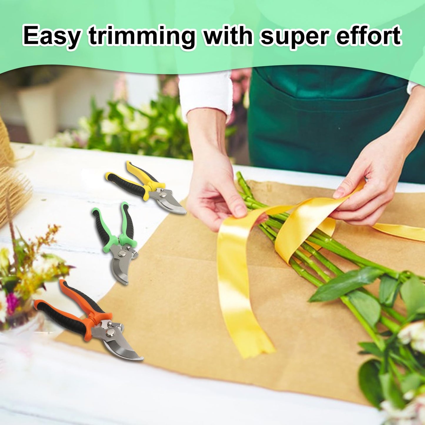 3PCS Garden Pruning Shears-7.5 Inch Stainless Steel Pruning Snips,Garden Scissors Handheld for Gardening Cutting Flower Tree Trimming Tools (3)
