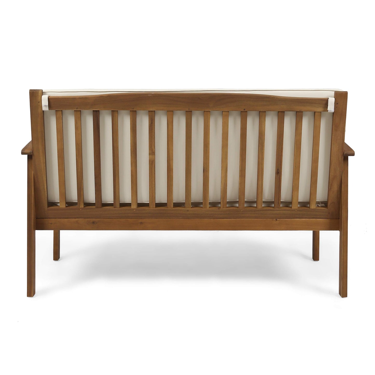 Christopher Knight Home Grace Outdoor Acacia Wood Loveseat, Brown Patina Finish and Cream