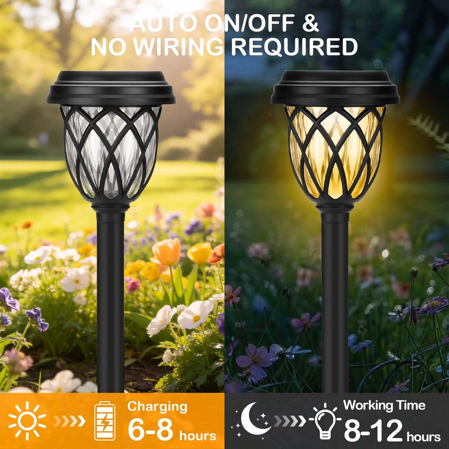 ruhotili Solar Lights Outdoor 12 Pack Solar Garden Lights Waterproof IP65 Solar Landscape Lights Solar Pathway Lights for Patio, Yard, Driveway Decoration (Warm White