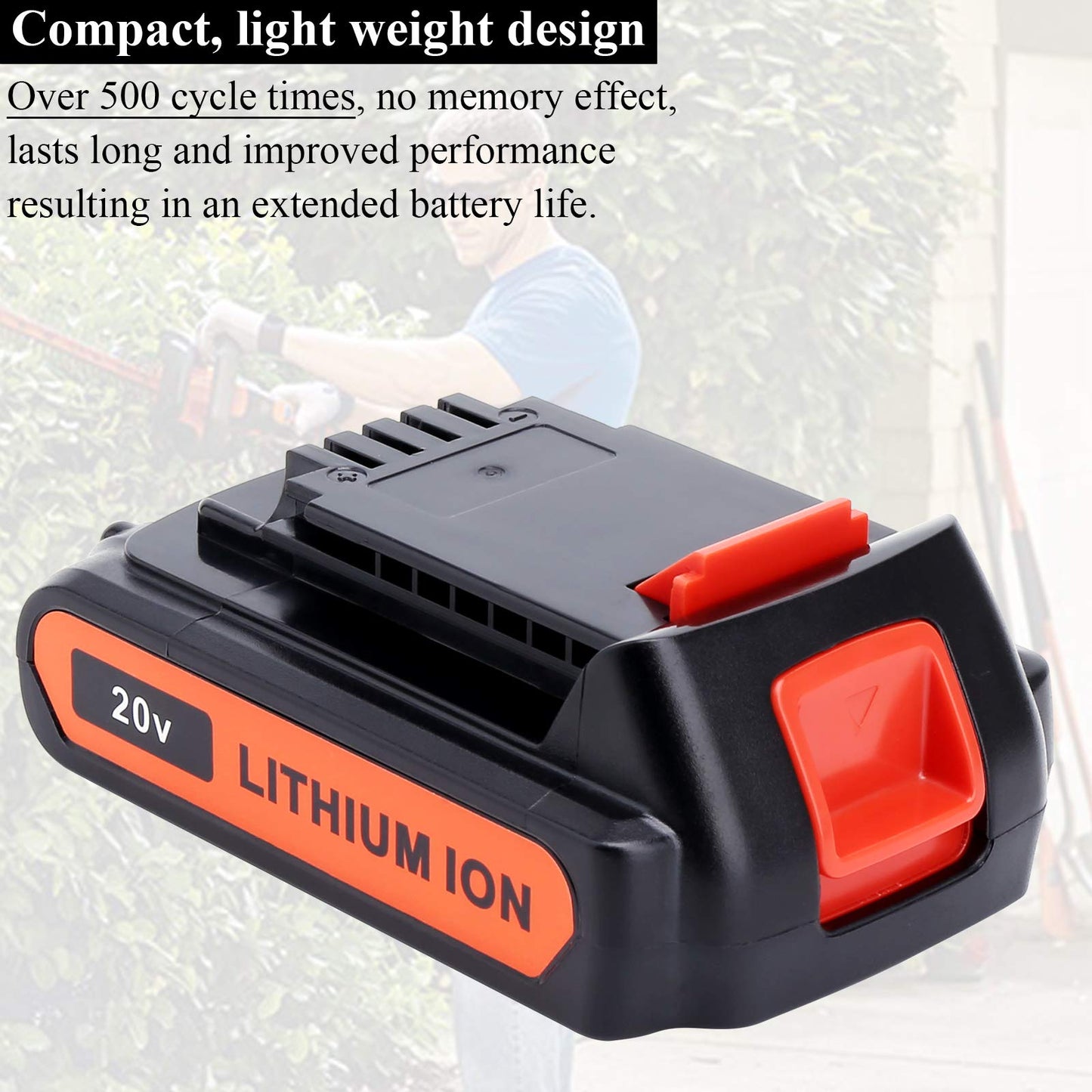 Lasica 2Pack 4.0Ah 20V MAX LBXR20 Compatible with Black and Decker Weed Eater 20V Battery LB2X4020 LBXR2020-OPE LBXR20-OPE2 LBXR20B-2 LB2X3020-OPE LBXR20BT 20 Volt Max Outdoor Cordless Power Tools