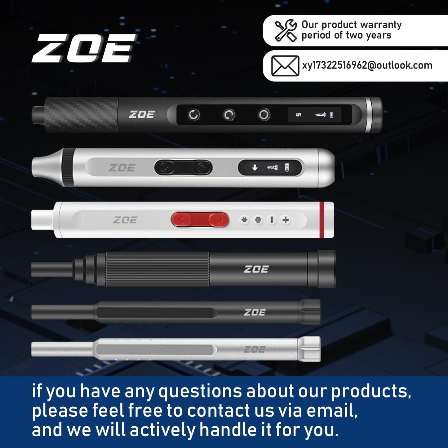 ZOE Precision Electric Screwdriver Set with LED Light, 5 Torque (0.15-0.6N·m), 500mAh USB-C,42 S2 Steel Bits，12 Type Fix Tools,Repair Kit for Laptop/Camera/Electronics