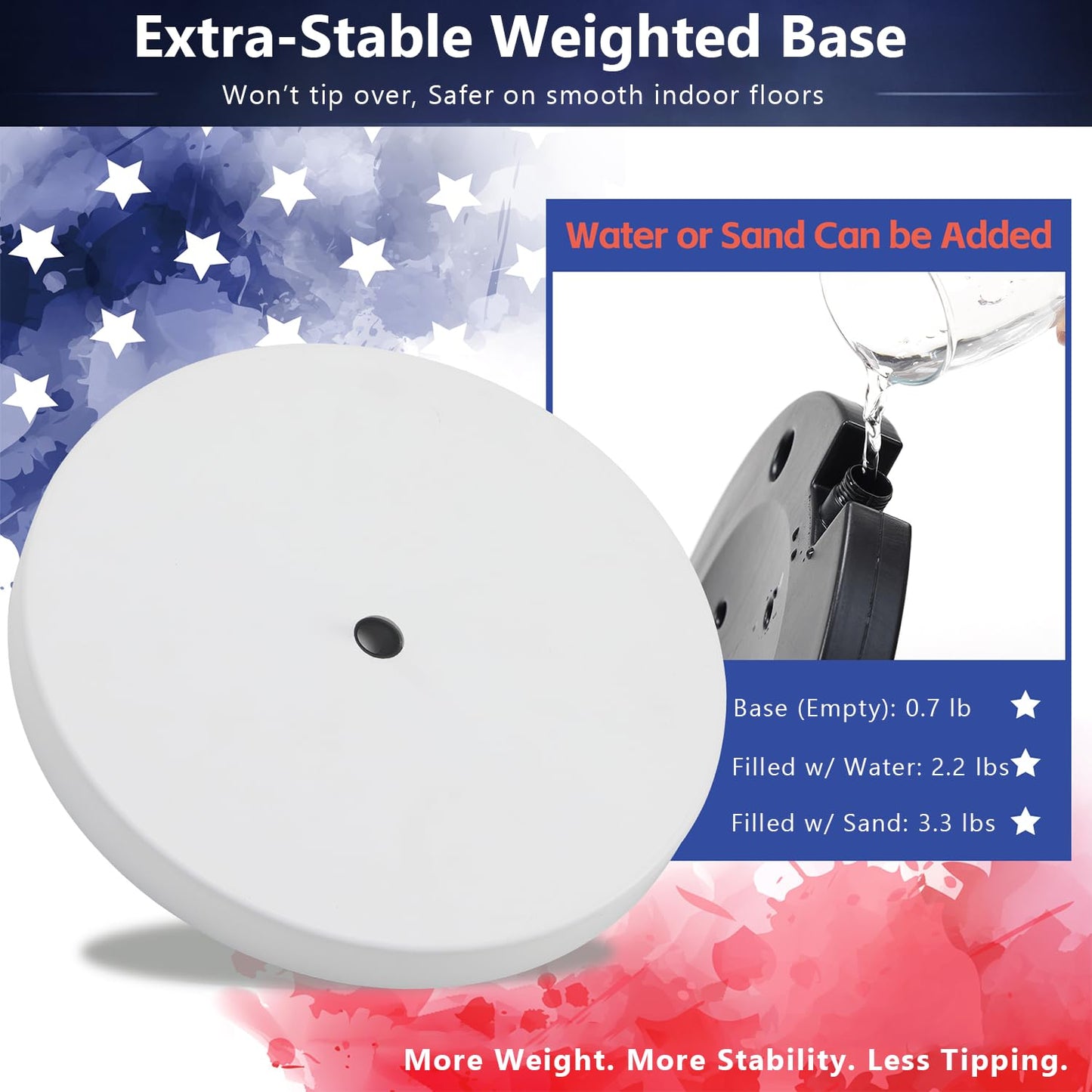 Flag Stand Indoor - 1" Heavy Duty Metal Flag Pole Set with Base,6-8ft Adjustable,Portable & Free Standing For Office,Meeting Room,Classroom,Entry Area,Outdoor Porch Deck (White)