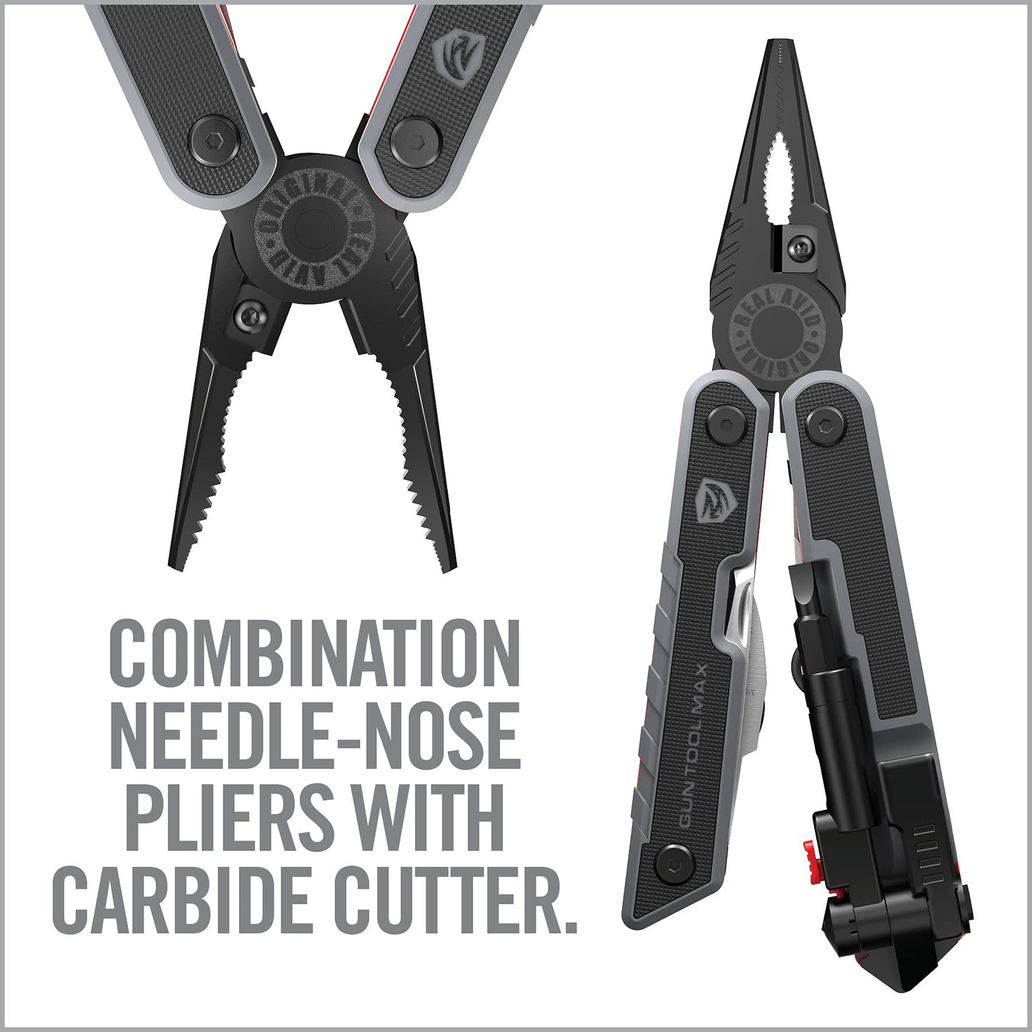 Real Avid Gun Tool Max, 37-in-1 Multitool for Gunsmithing, Includes Pliers, Wire Cutters, Knife Blade, Universal Choke Wrench, Bits, Wrenches & Sheath, Perfect EDC Tool for Hunting & Gun Owners black