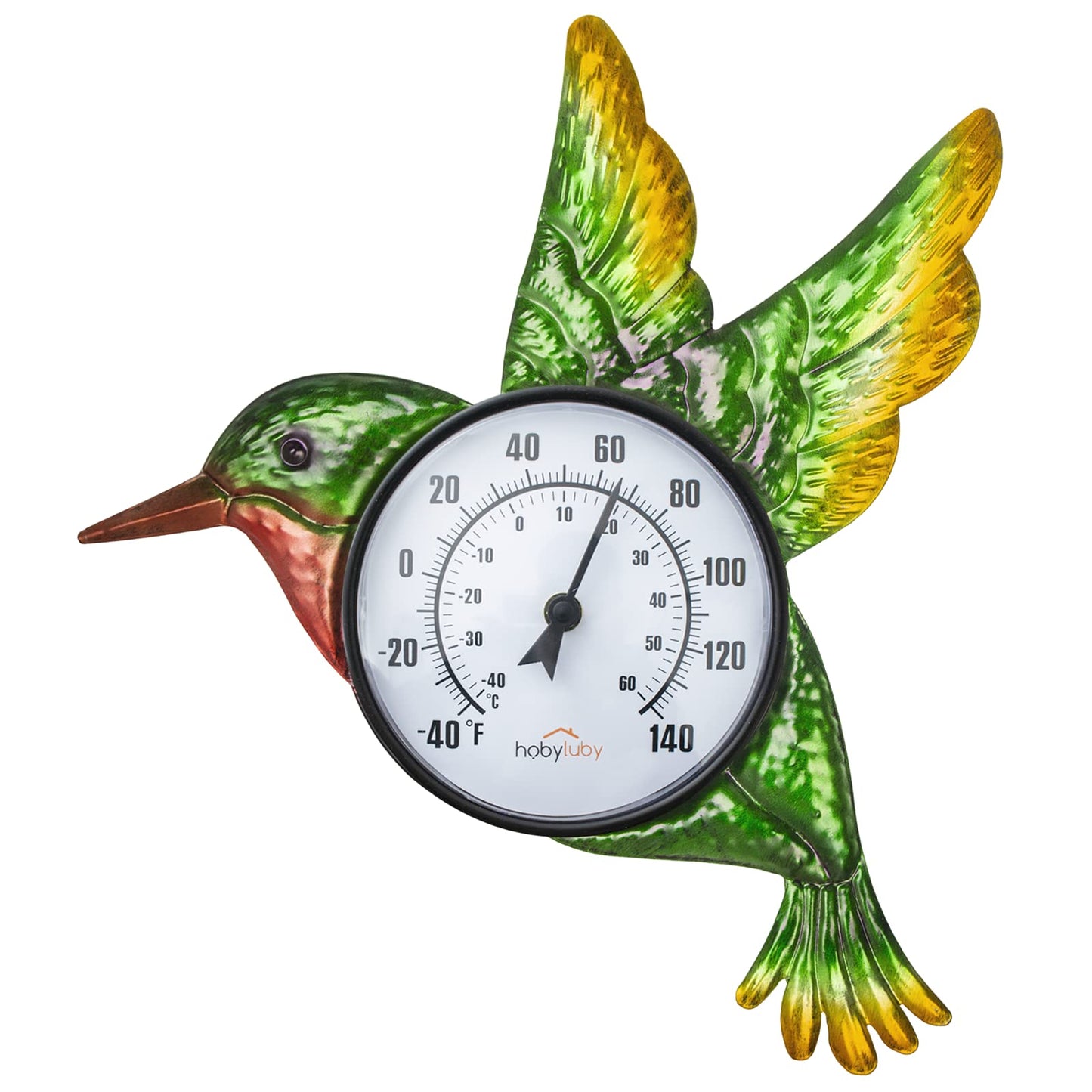 HOBYLUBY Indoor Outdoor Thermometer, Hummingbird Wall-Mounted Thermometer Waterproof for Patio Garden Yard & Living Room, No Battery Needed
