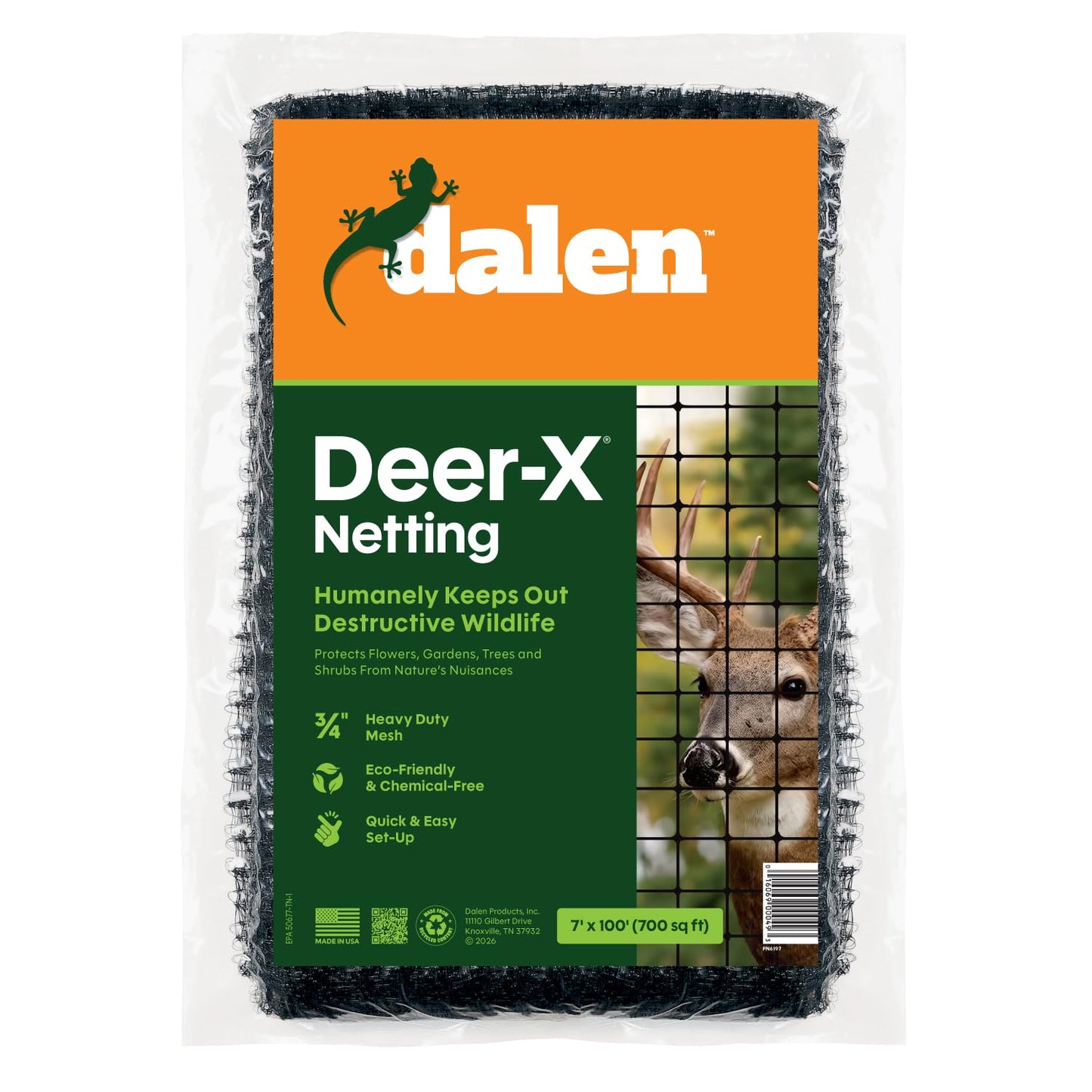 Dalen Deer-X Protective Netting for Gardens & Landscapes - 7 ft x 100 ft Black Garden Netting, 3/4-inch Mesh - Helps Deter Deer from Vegetables, Fruits & Flowers - Made of Weather-Resistant Plastic