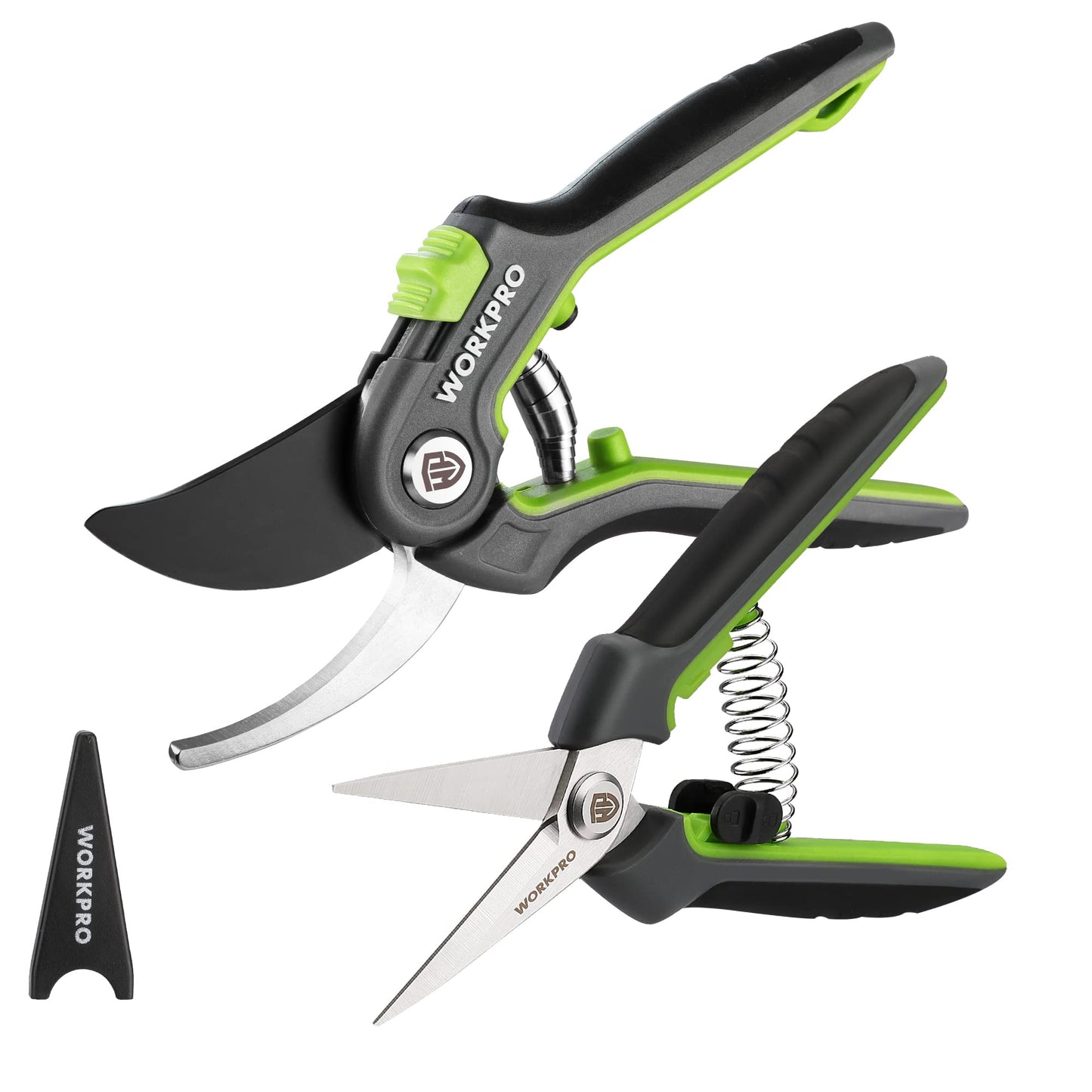 WORKPRO Garden Pruning Shears 2 Pack, 8" Bypass Pruning Shears and 6.25" Straight Garden Scissors, Premium Plant Shears, Garden Clippers Hand Tools for Cutting Flowers, Trimming Plants, Picking Fruits