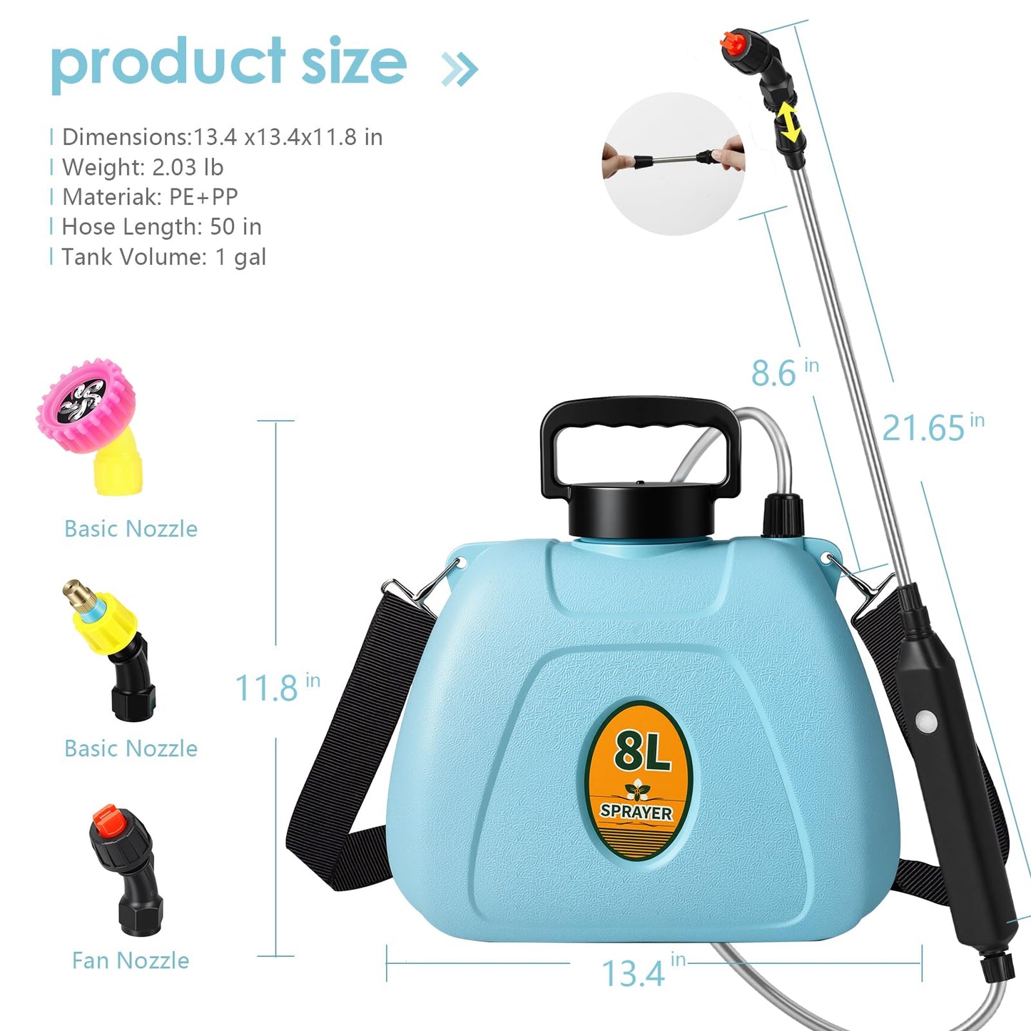 2 Gallon Battery Powered Garden Sprayer,2025 Upgraded Electric Weed Sprayer with 3 Adjustable Speed, Battery Indicator,Rechargeable Retractable Wand with Adjustable Shoulder Strap for Lawn,Garden,Yard