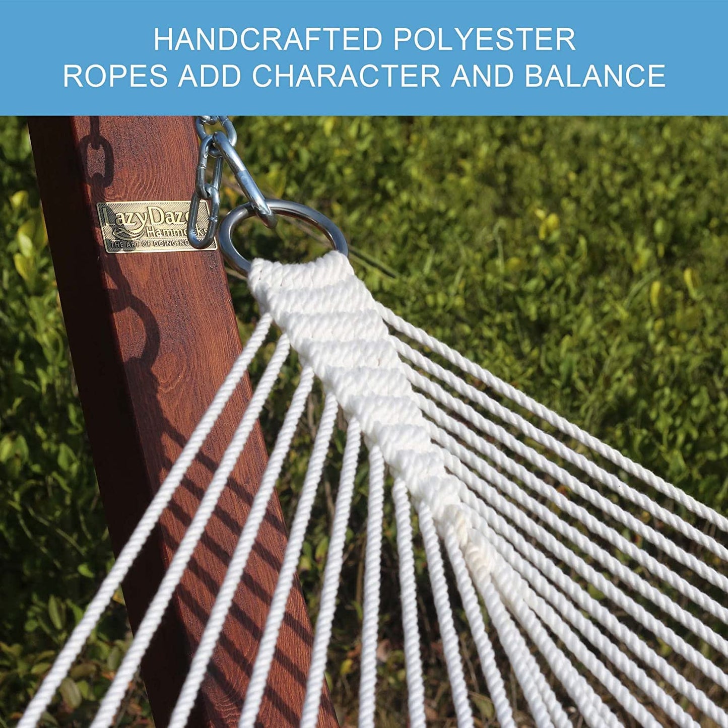 Lazy Daze Hammocks 12FT Quilted Fabric Double Hammock with Spreader Bars and Detachable Pillow, 2 Person Hammock for Outdoor Patio Backyard Poolside, 450 LBS Weight Capacity, Sailor Stripe
