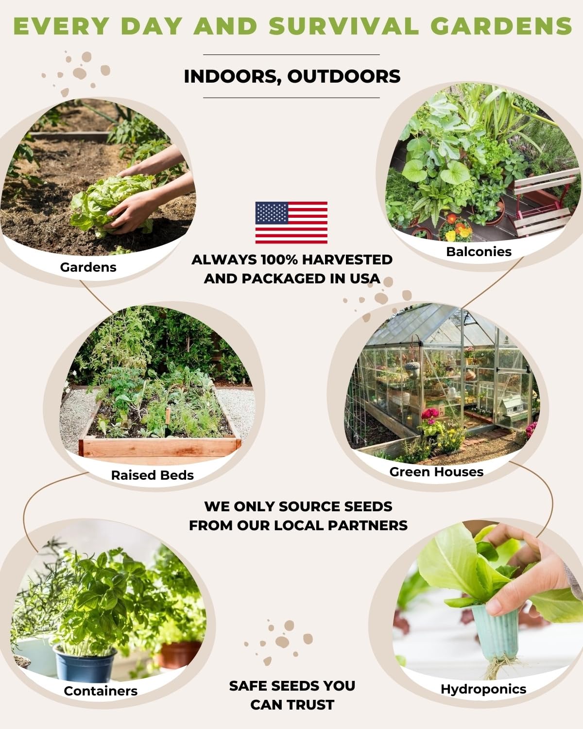 50 Tactiko Survival Vegetable, Herb & Fruit Seed Kit - U.S.A. Harvested Varieties - 37,000+ Non-GMO Heirloom Seeds - Emergency Seed Vault in Waterproof Mylar Bag - Long-Term Storage