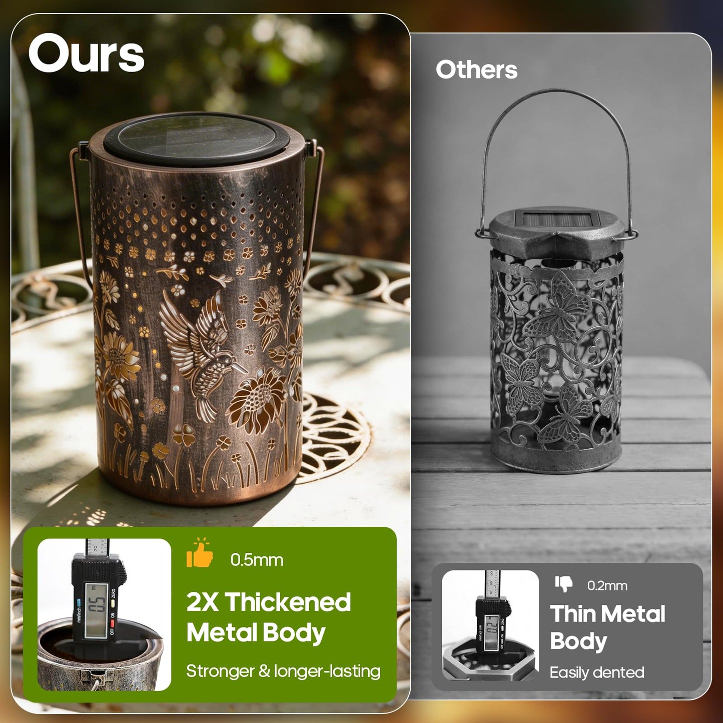 Solar Lanterns Outdoor Waterproof Mother’s Day Gifts Hummingbird Sunflower Garden Decor, Best Gifts for Mom Women Grandma, Hanging Metal Lantern Lights for Patio, Pathway, Yard, Landscape, Lawn