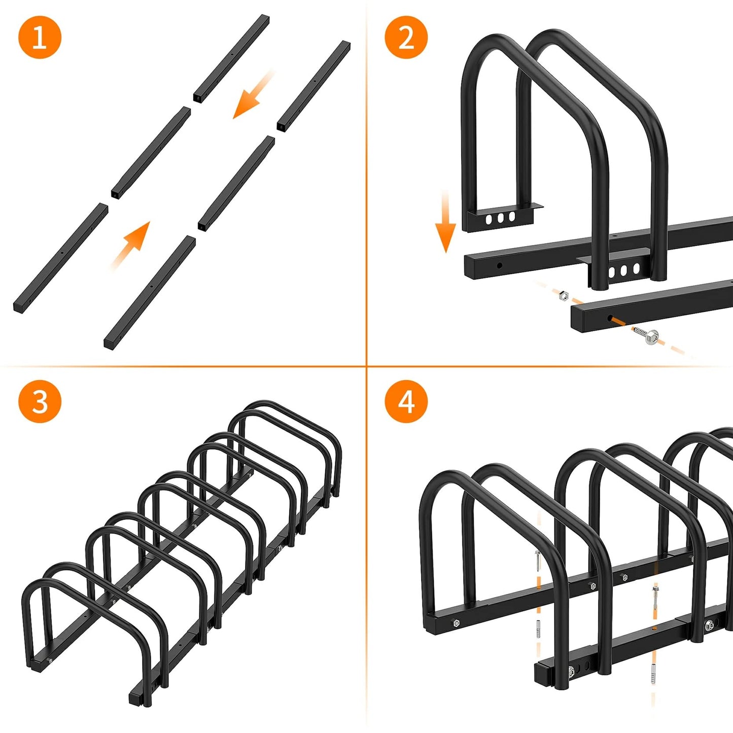 WALMANN 5 Bikes Floor Bike Stand, Bike Parking Rack Garage Bike Storage Stand Indoor/Outdoor 22-28" Wheel Stand, Max. Tire Width 2.1"