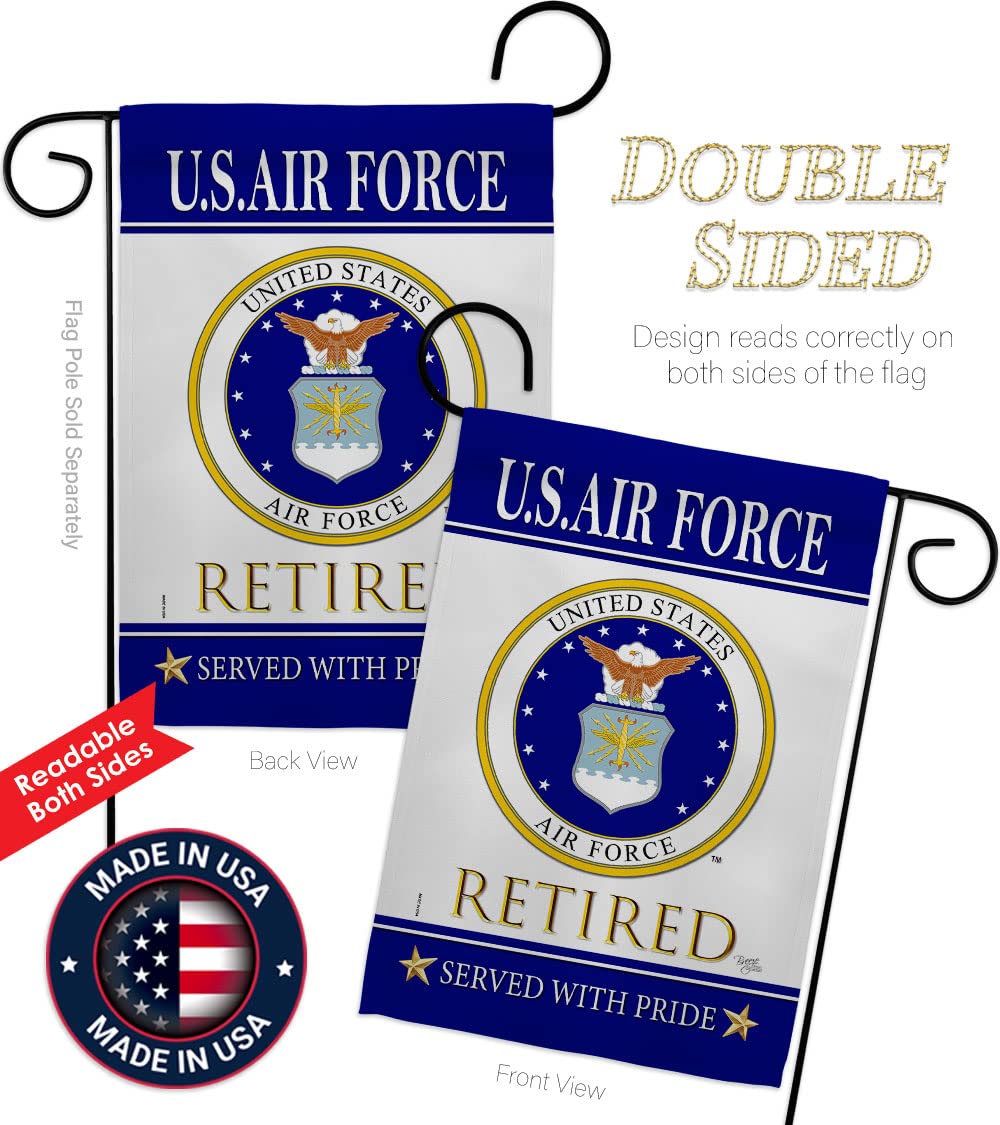 US Air Force Retired Garden Flag - Armed Forces USAF United State American Military Veteran Retire Official - House Decoration Banner Small Yard Gift Double-Sided Made in USA 13 X 18.5