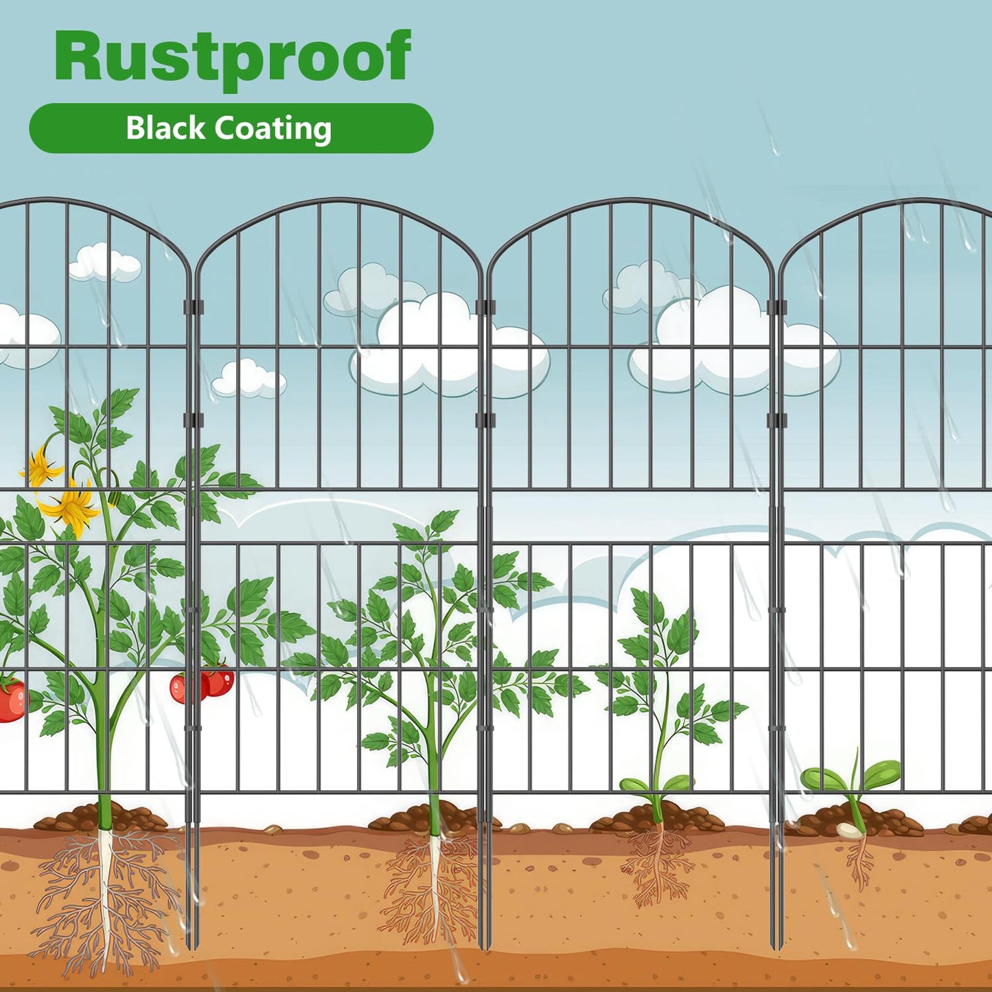 KIMAZO 32.5in (H) x 20ft (L) Tall Decorative Garden Fence - 14 Pack Garden Fencing, Rustproof Metal Wire Panel Border Animal Barrier for Dog, Flower Edging for Yard Landscape Patio Outdoor Decor