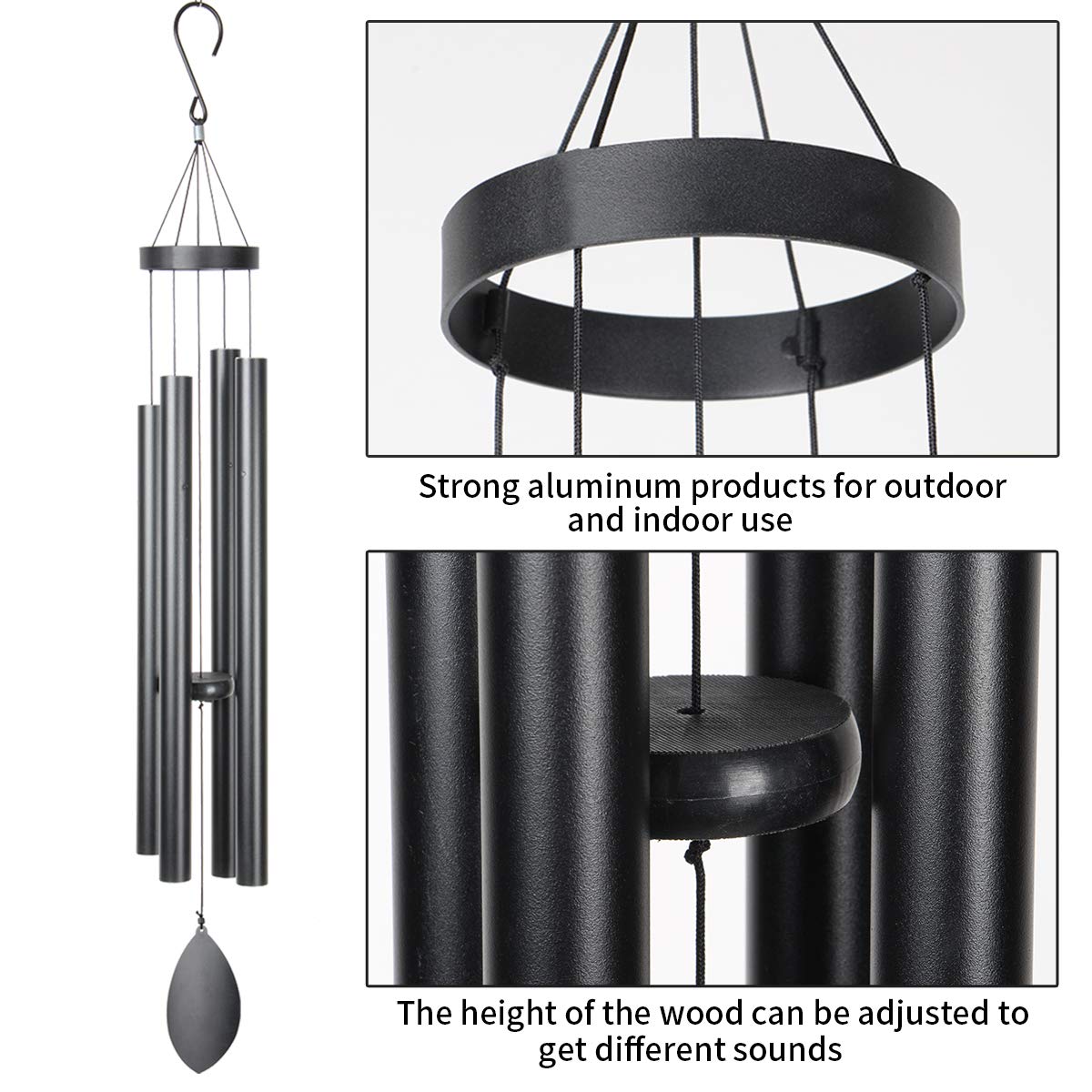 Epartswide Large Wind Chimes Outside Deep Tone,44" Memorial Wind Chimes Outdoor with 4 Heavy Tubes Soothing Melody Sympathy Gift for Mom Patio Hanging Decor