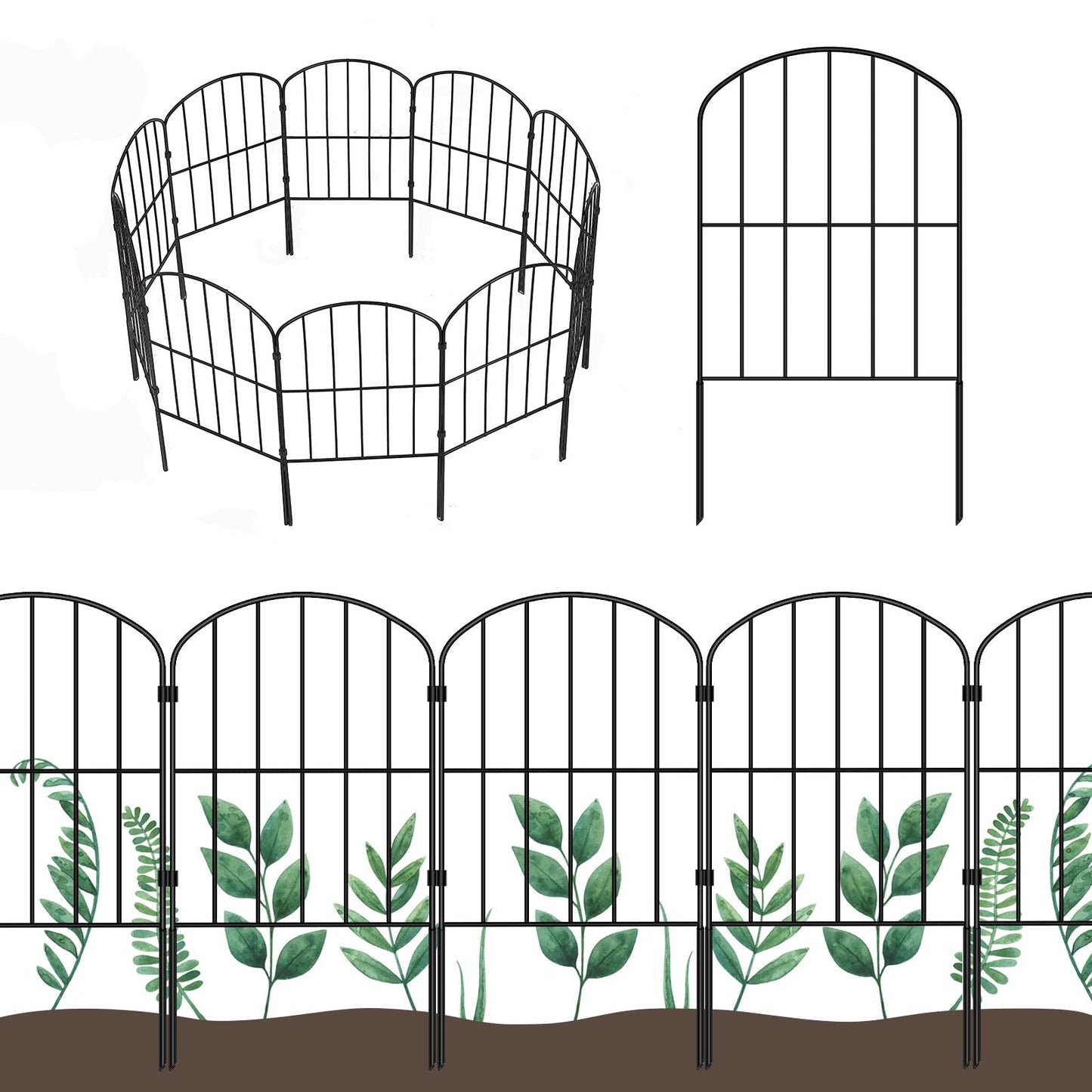 OUSHENG Decorative Garden Fence Fencing 10 Panels, 10ft (L) x 24in (H) Rustproof Metal Wire Border Animal Barrier for Dog, Flower Edging for Yard Landscape Patio Outdoor Decor, Arched
