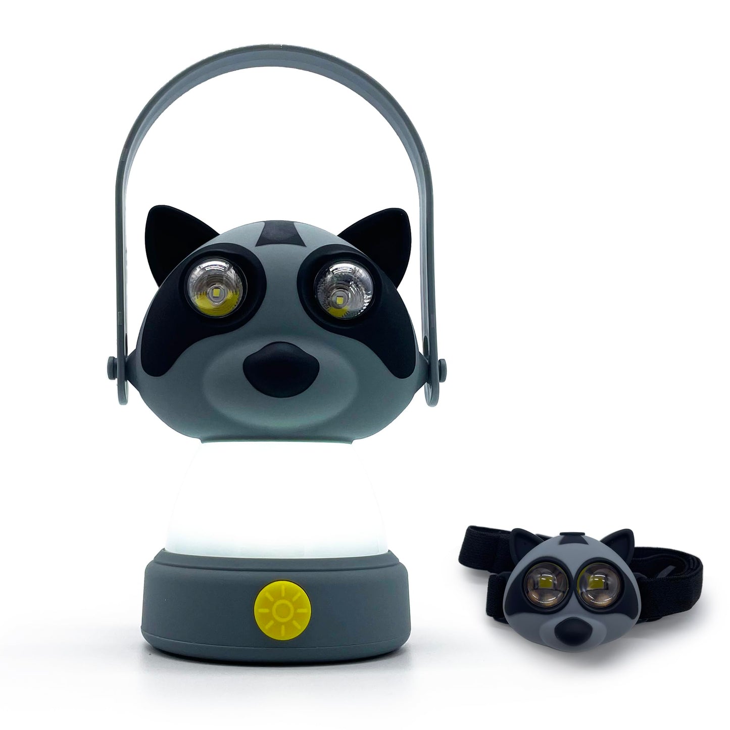 Outdoor Equipment LED Camping Lantern & Headlamp Set for Kids, FANT.LUX Battery Powered Night Light for Emergency, Hurricane, Lightweight Tent Lamp for Children (Raccoon Set)