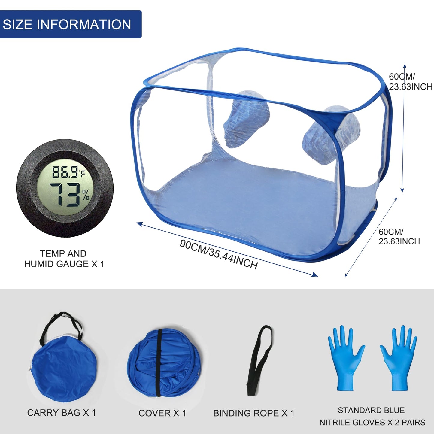 Toboom Portable Still Air Box Mycology with Pop Up Mushroom Growing Kit - Ideal for Mushroom Cultivation in Office and Mycology Enthusiasts (Blue)
