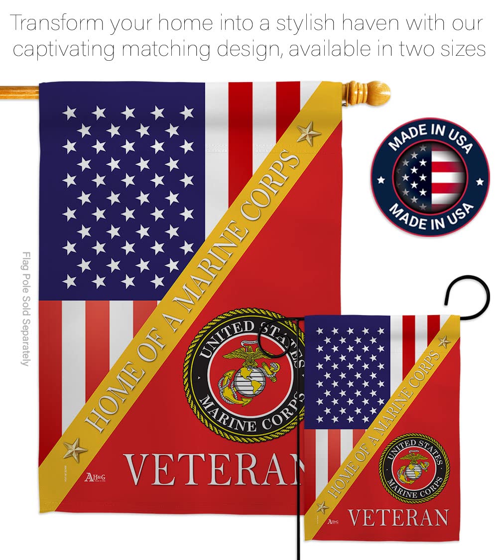 Home of Marine Corps Garden Flag - Armed Forces USMC Semper Fi United State American Military Veteran Retire - House Decoration Banner Small Yard Gift Double-Sided Made In USA 13 X 18.5, Thick Fabric