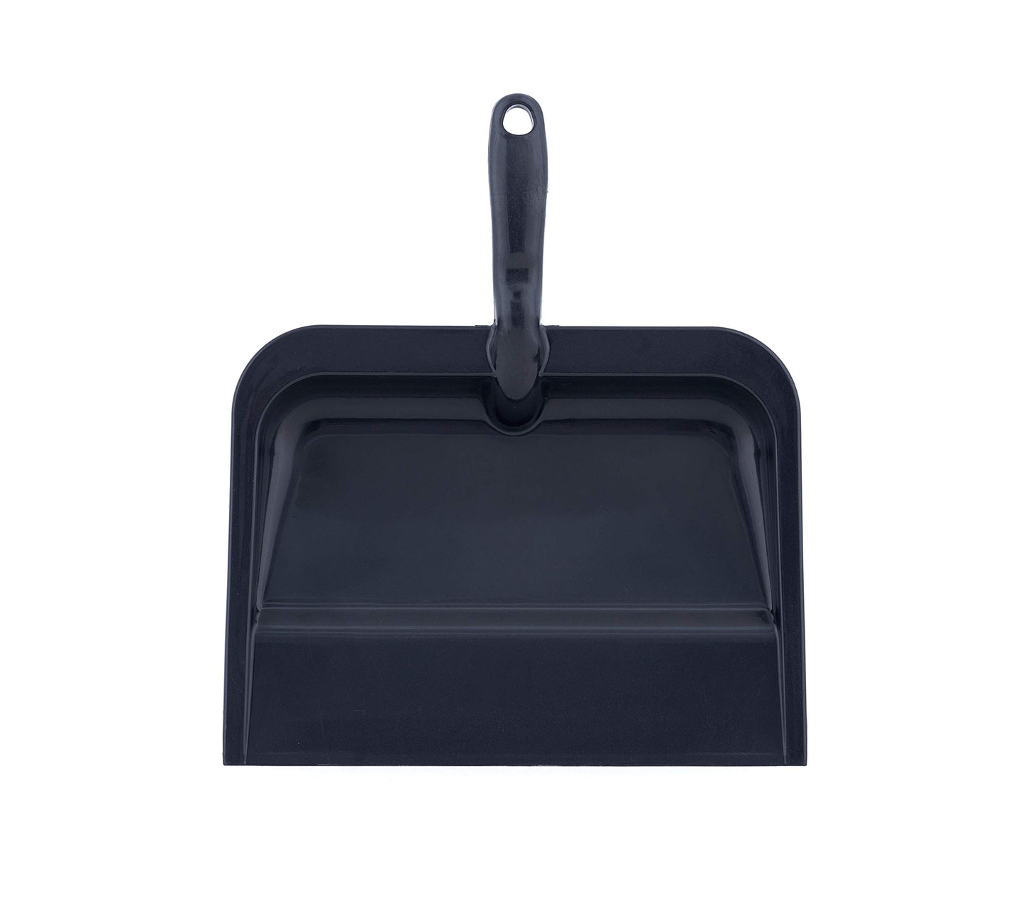 Superio Heavy Duty Plastic Dustpan with Comfort Grip Handle Black, Durable, Lightweight Multi Surface Dust Pan Easy Broom Sweeping, 10 inches Wide, 1-Pack