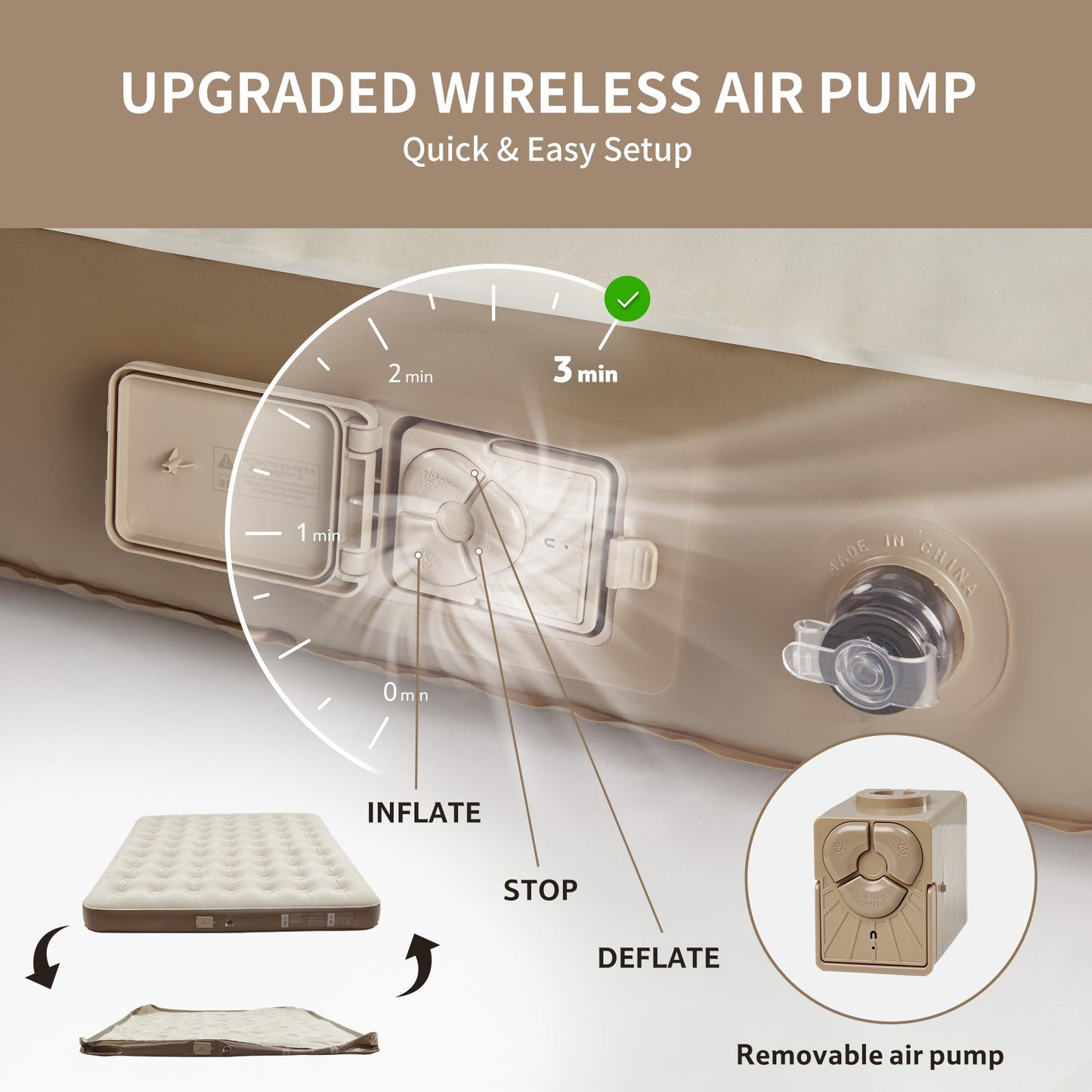 Naturehike California King Air Mattresses with Rechargeable Built-in Pump, Inflatable Mattress, Portable Blow up Mattress, Air Bed for Home, Camping, Guest