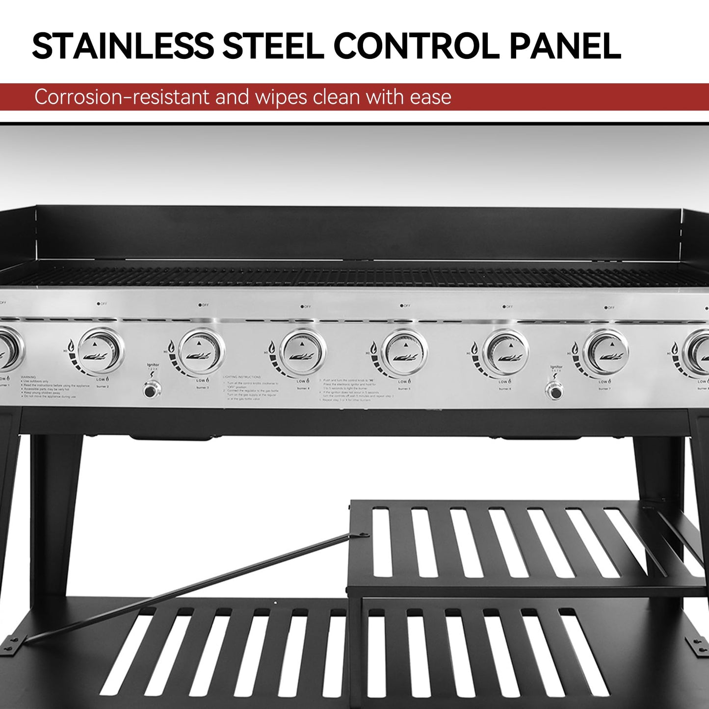 Royal Gourmet 8-Burner Gas Grill, 104,000 BTU Liquid Propane Grill, Independently Controlled Dual Systems, Outdoor Party or Backyard BBQ, Black