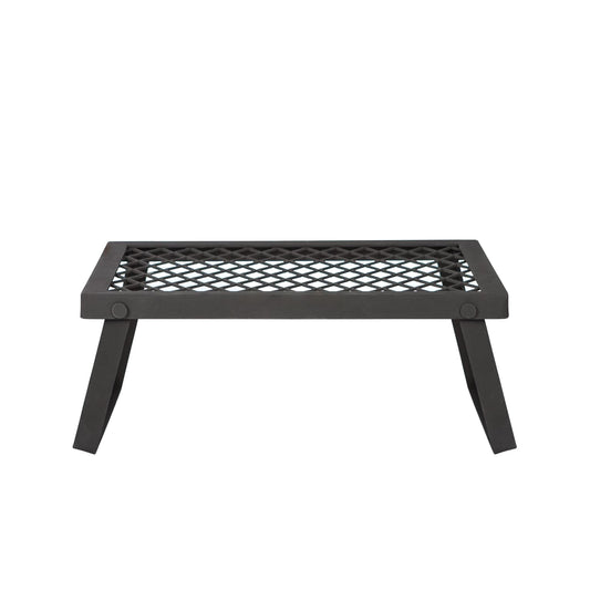 Amazon Basics Heavy-Duty Portable Camping Grill Grate for Outdoor Open Flame Cooking, Foldable, Sturdy, 15.9" x 12.2", Black