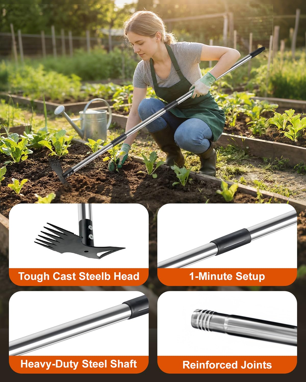 HAWAJOK Weed Puller Tool with 70" Long Handle, Heavy Duty 2-in-1 Weeder & Garden Hoe, Uprooting Tool for Lawn, Yard, Patio & Garden, Hand Weed Rake for Efficient Gardening (70 inch)