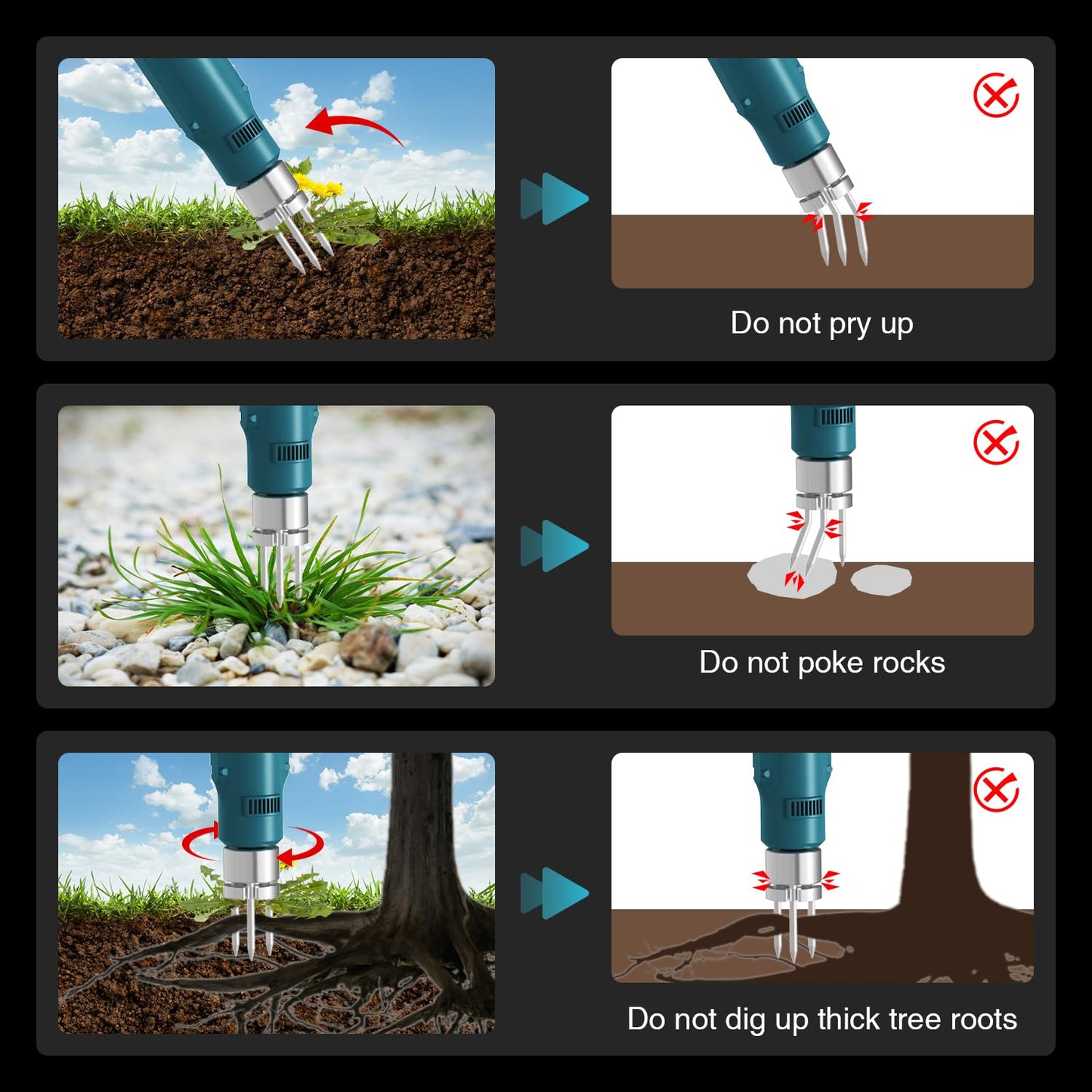 TREXEEN Weed Puller Tool,Electric Stand Up Weed Puller Tool, 21V Battery Powered w/ 2pcs 3000mAh,Heavy Duty 3-Claw Steel Root Weeder,for Dandelion Lawn Garden Yard