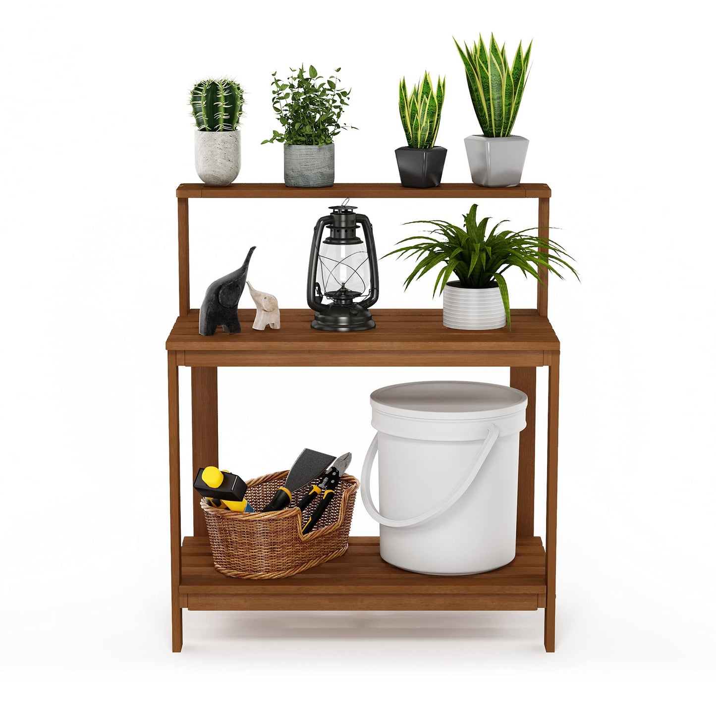 Furinno FG17478 Tioman Outdoor Patio Furniture Hardwood Potting Bench, Natural