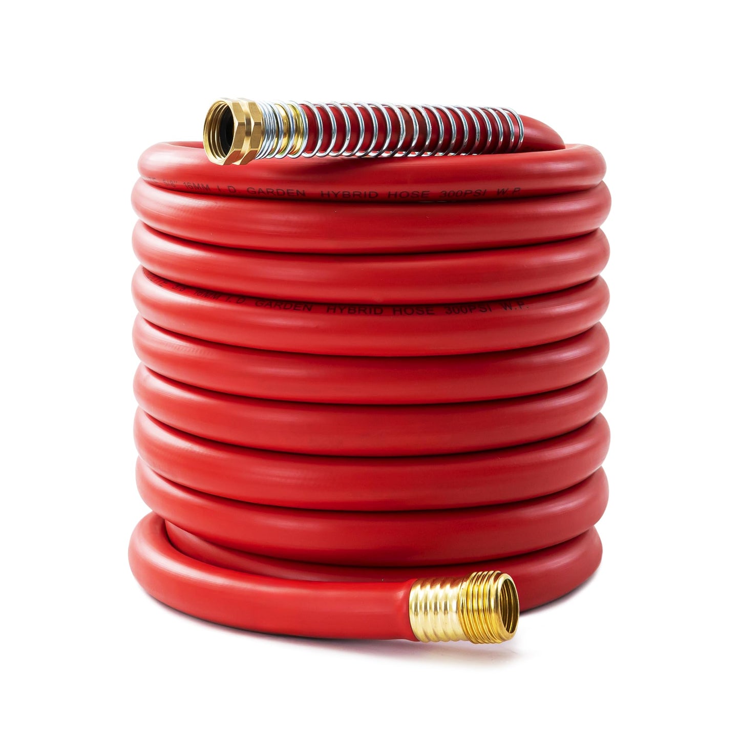 BLENDLITE 5/8" Garden Hose 50ft, -40℉ To 190℉ Hot/Cold, Heavy Duty,Flexible, 300psi Working, 1000psi Burst, 3/4" Brass Fittings with Hose Protector Coil Spring for Outdoor,Yard, Farm