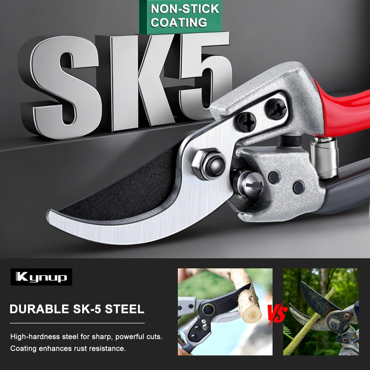 Kynup Pruning Shears, Garden Shears, Garden Clippers, Gardening Hand Tools, SK5 Steel Blade, Up to 1 Inch Cut Capacity, Safty Locked, Effortless Design, Garden Tools for Gardening, Farm