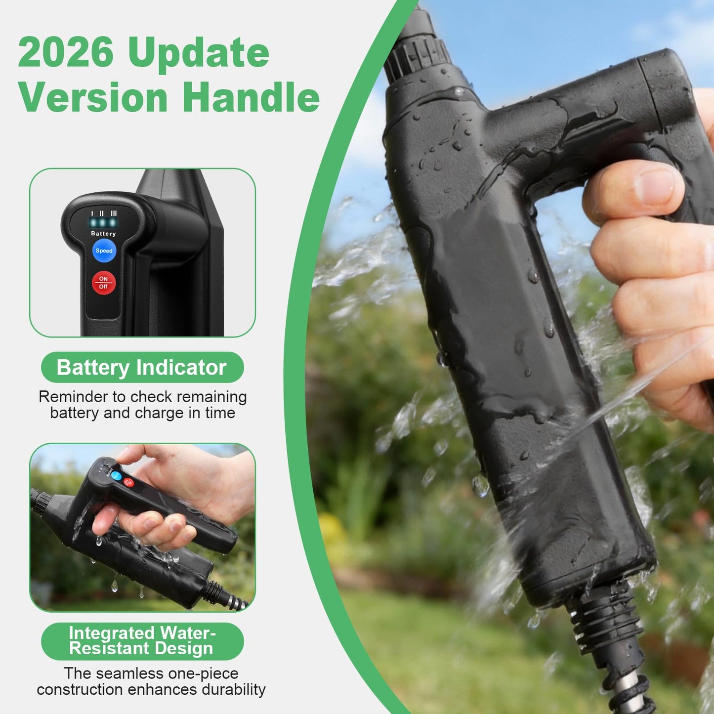 1.35 Gallon Battery Powered Sprayer, Electric Garden Sprayer with 3 Adjustable Pressures, Battery Indicator, Telescopic Wand, 4 Nozzles, Rechargeable Automatic Pump Sprayer for Lawn, Weed, Yard Care