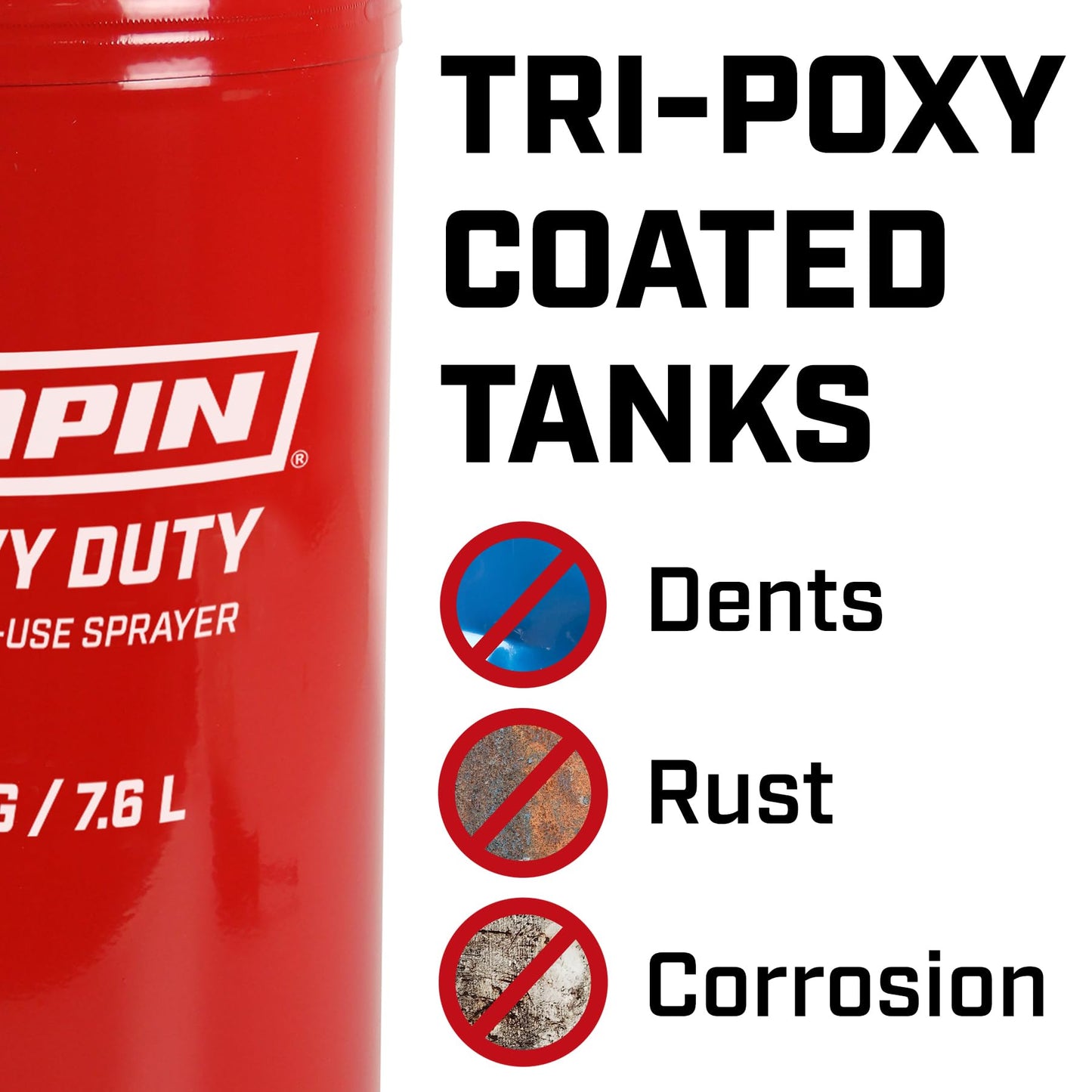 Chapin Sprayer, 2 Gallon Tri-Poxy Open Head Sprayer for Professionals and Contractors Applications, Chemical-Resistant Seals with All Brass Components